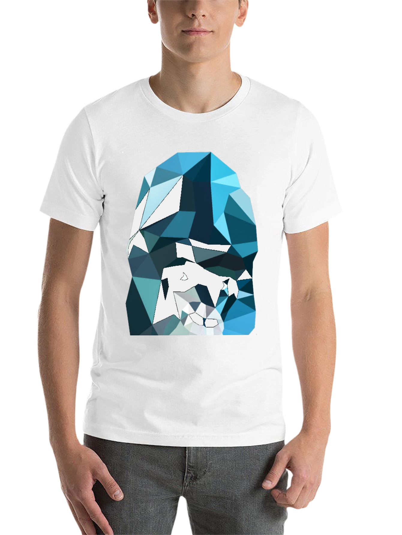 Black Abstract Geometric Gorilla Graphic Tee - Black view 14