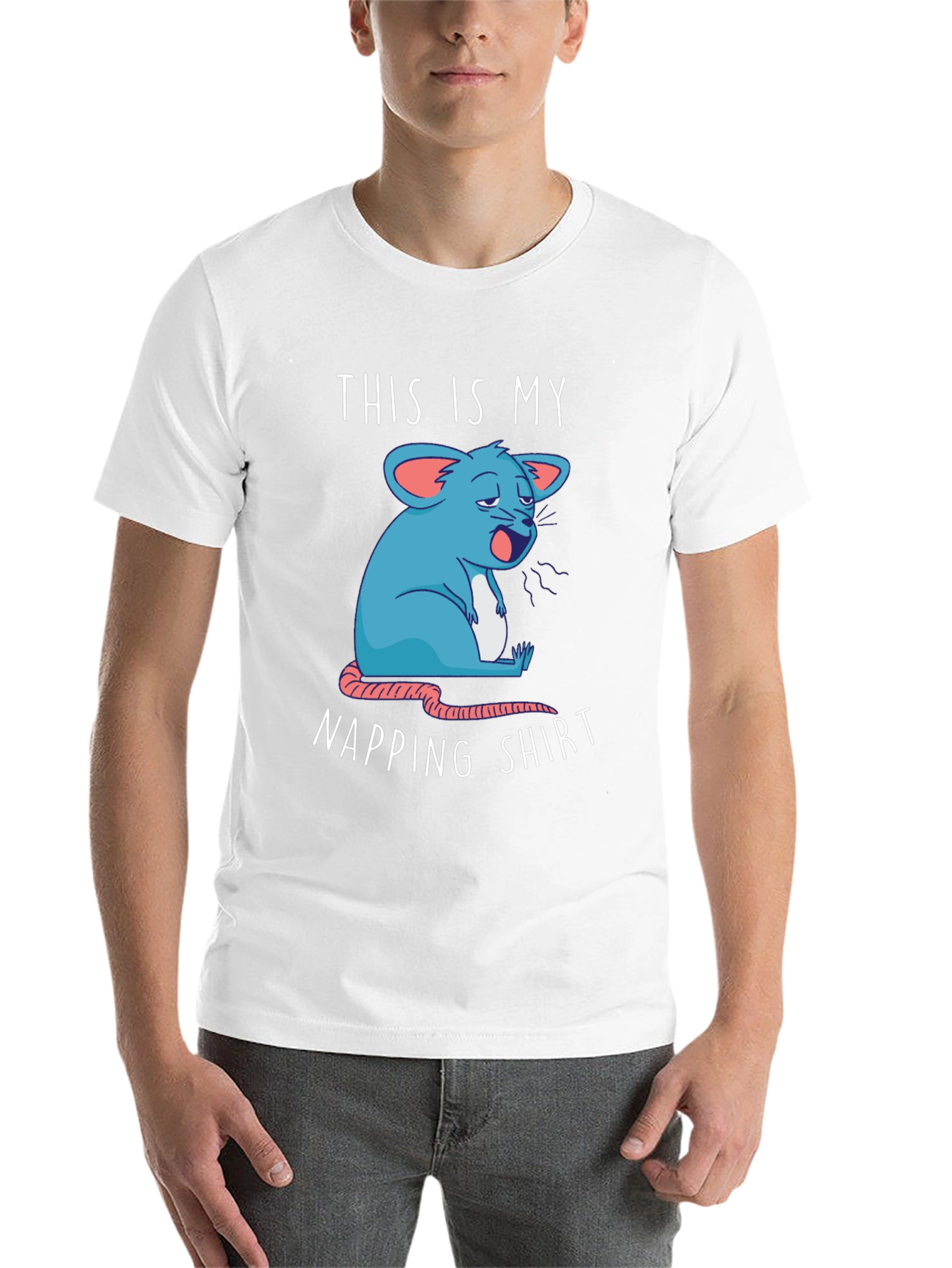 Black Napping Shirt - Funny Cartoon Sleepy Mouse Tee view 14