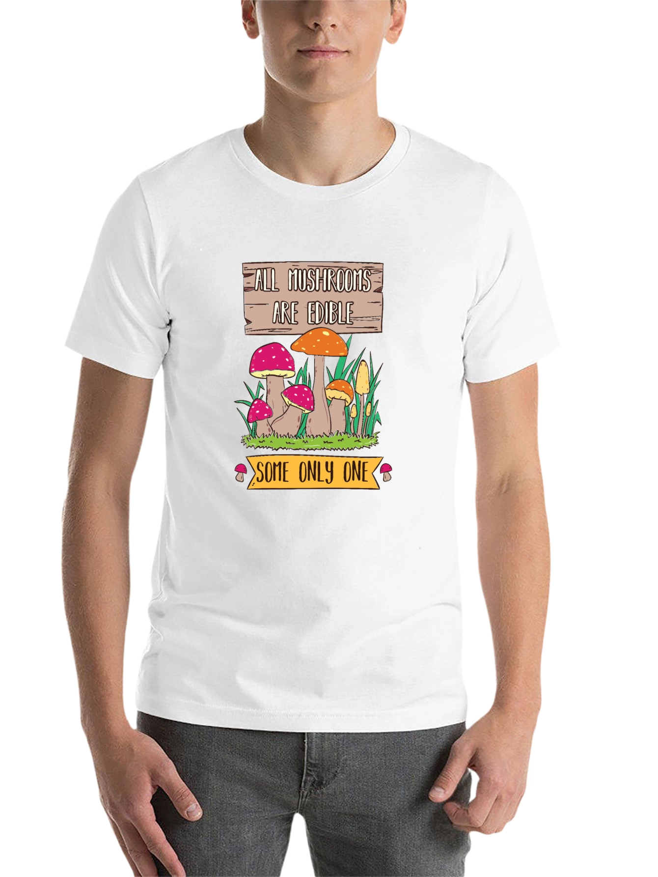 Black Funny Mushroom Graphic Tee - All Mushrooms Are Edible view 14