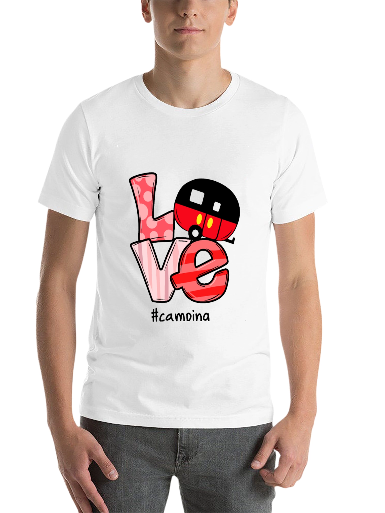 Black Love Camping Mickey Mouse T-Shirt view 14