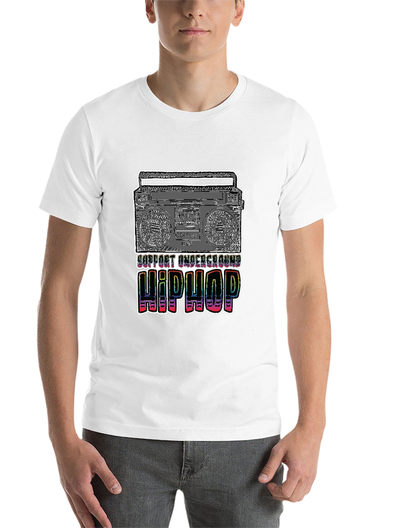 Black Underground Hip Hop Boombox Graphic Tee view 14