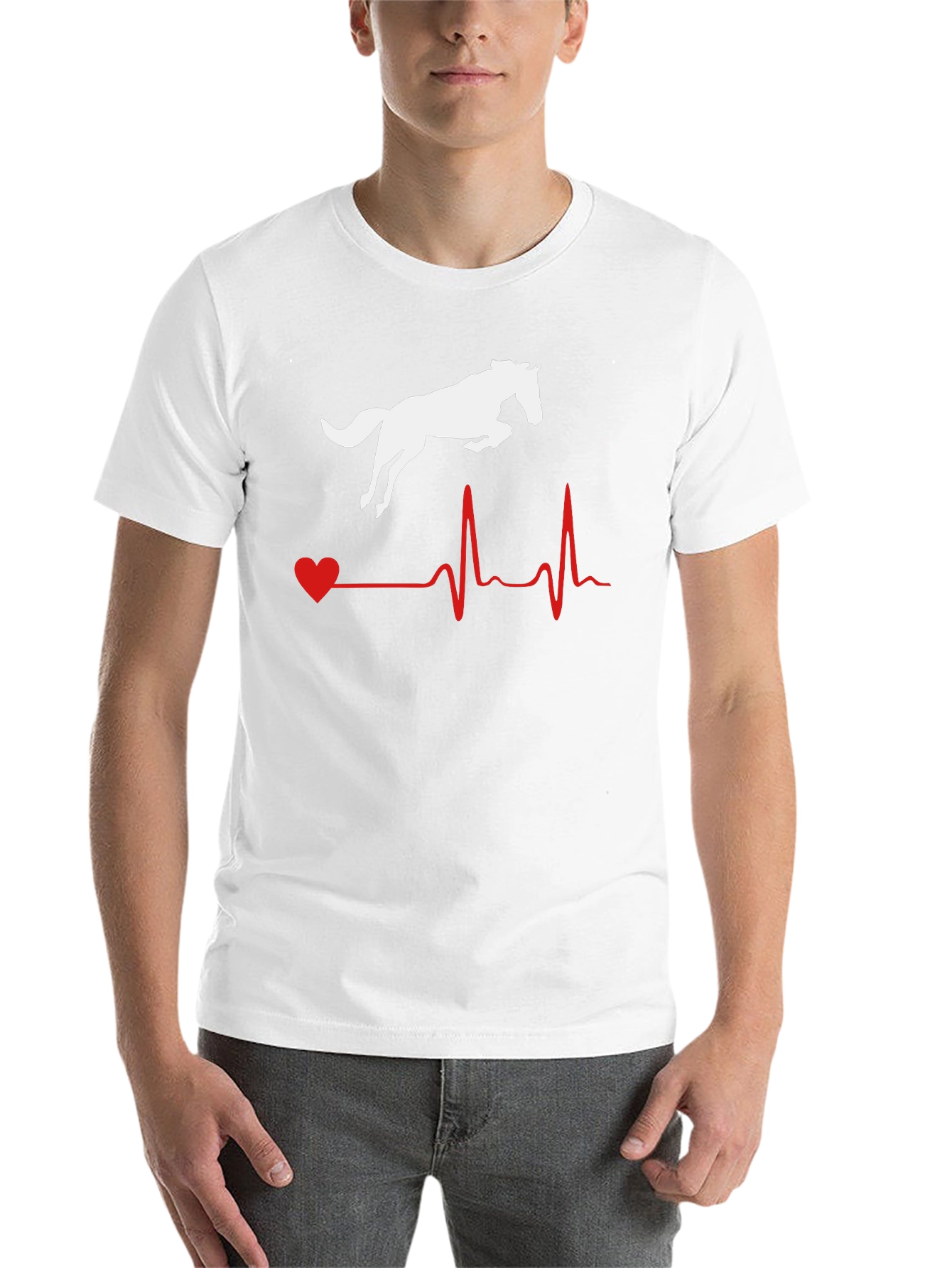 Black Horse Heartbeat Graphic Tee - Equestrian Lover Shirt view 14