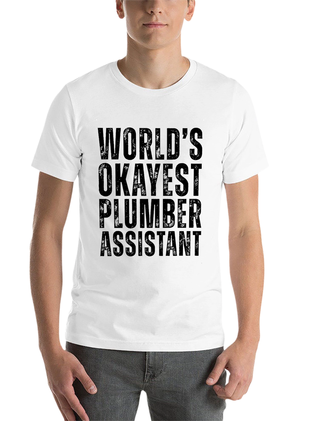 Black World's Okayest Plumber Assistant T-Shirt view 14