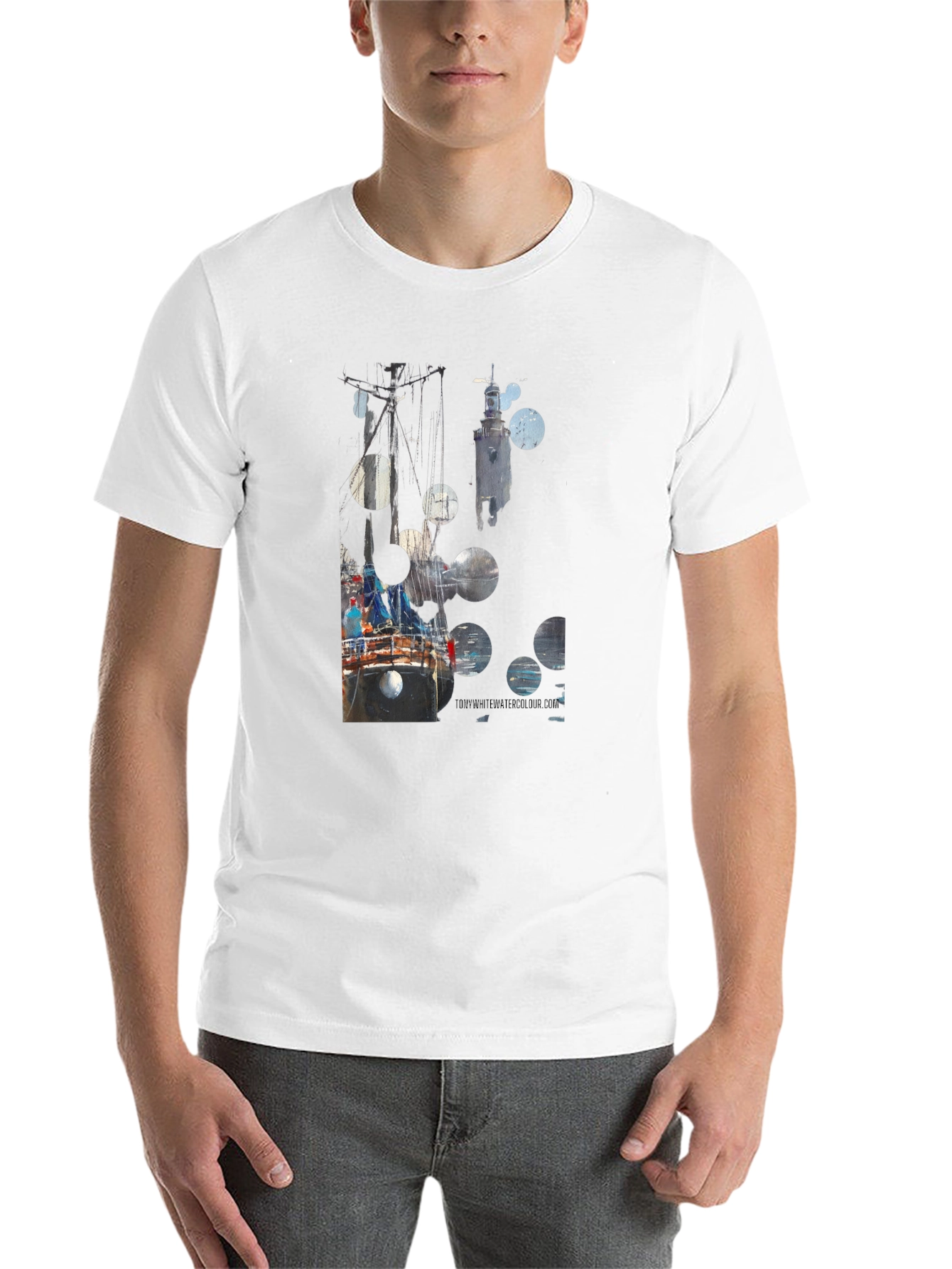 Black Abstract Boat Print Black T-Shirt view 14