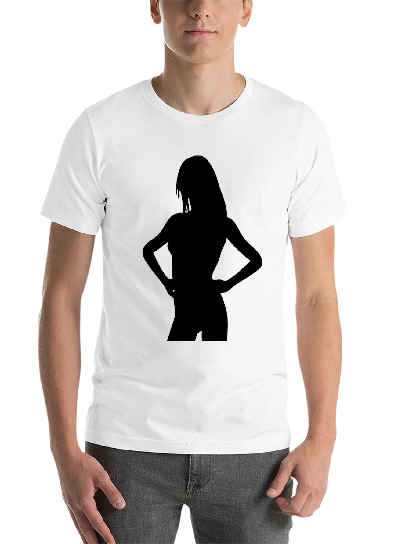 Black Silhouette Graphic Tee - Sleek Black Cotton T-Shirt view 14