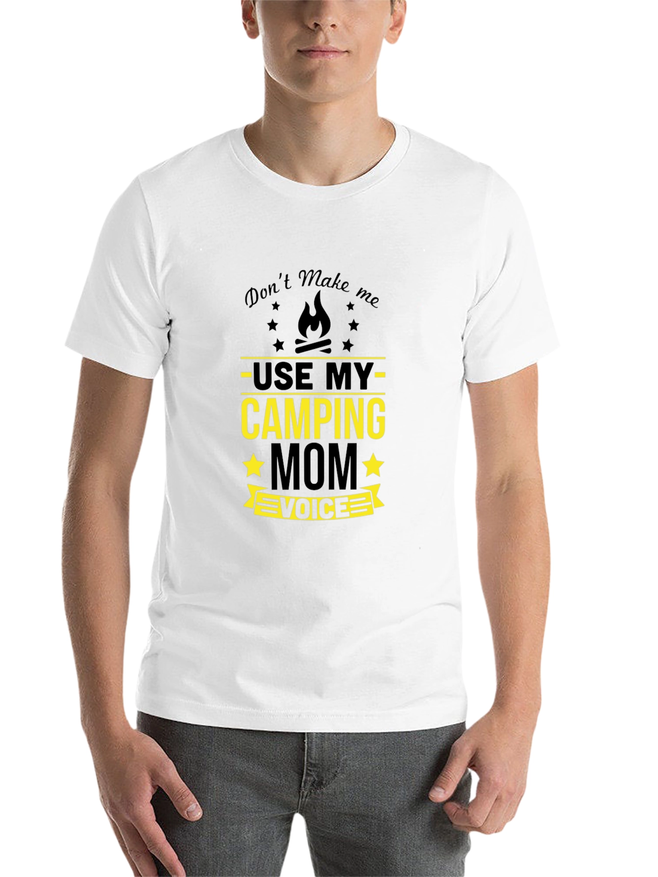 Black Camping Mom Voice T-Shirt - Funny Camp Shirt view 14
