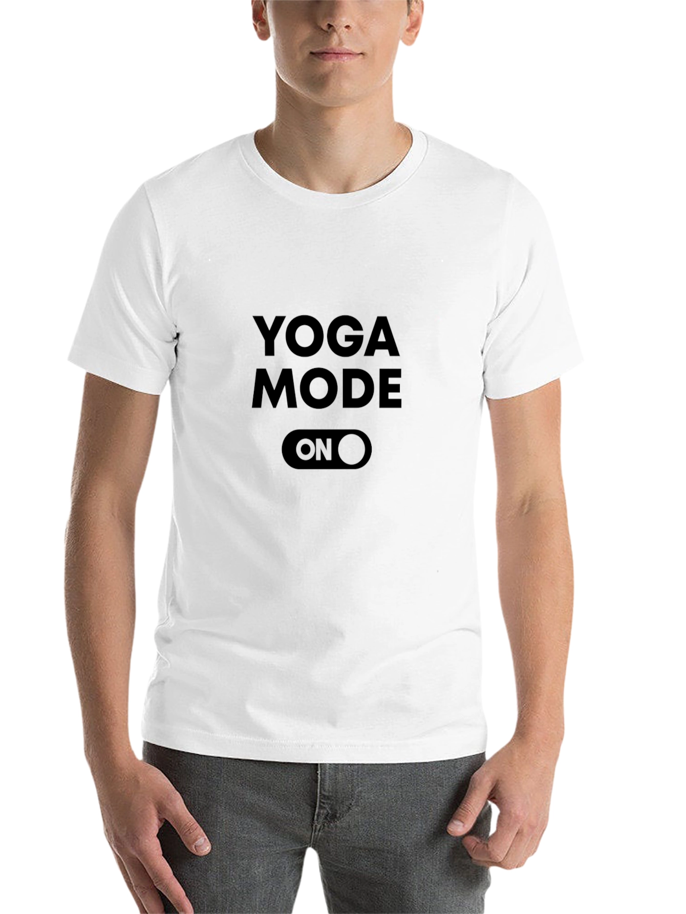 Black Yoga Mode On Graphic Tee - Black Cotton T-Shirt view 14