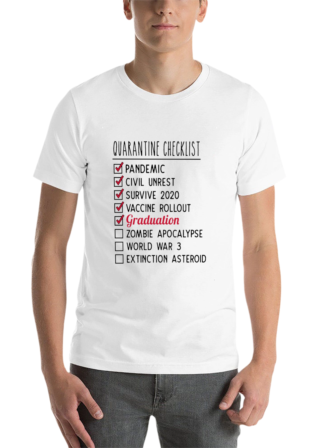 Black Quarantine Graduation Checklist T-Shirt view 14