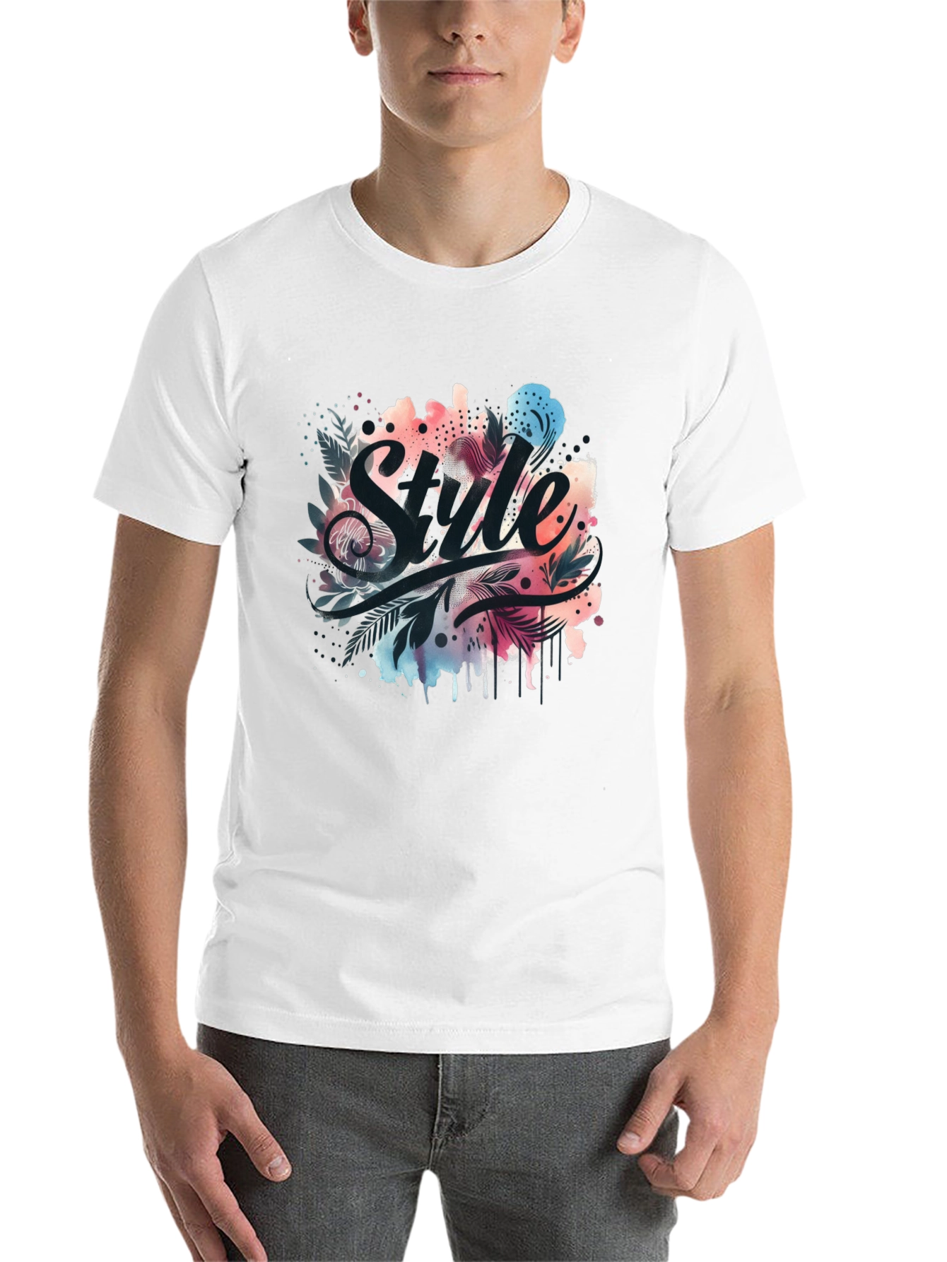 Black Stylish 'Style' Graphic Print Black T-Shirt view 14