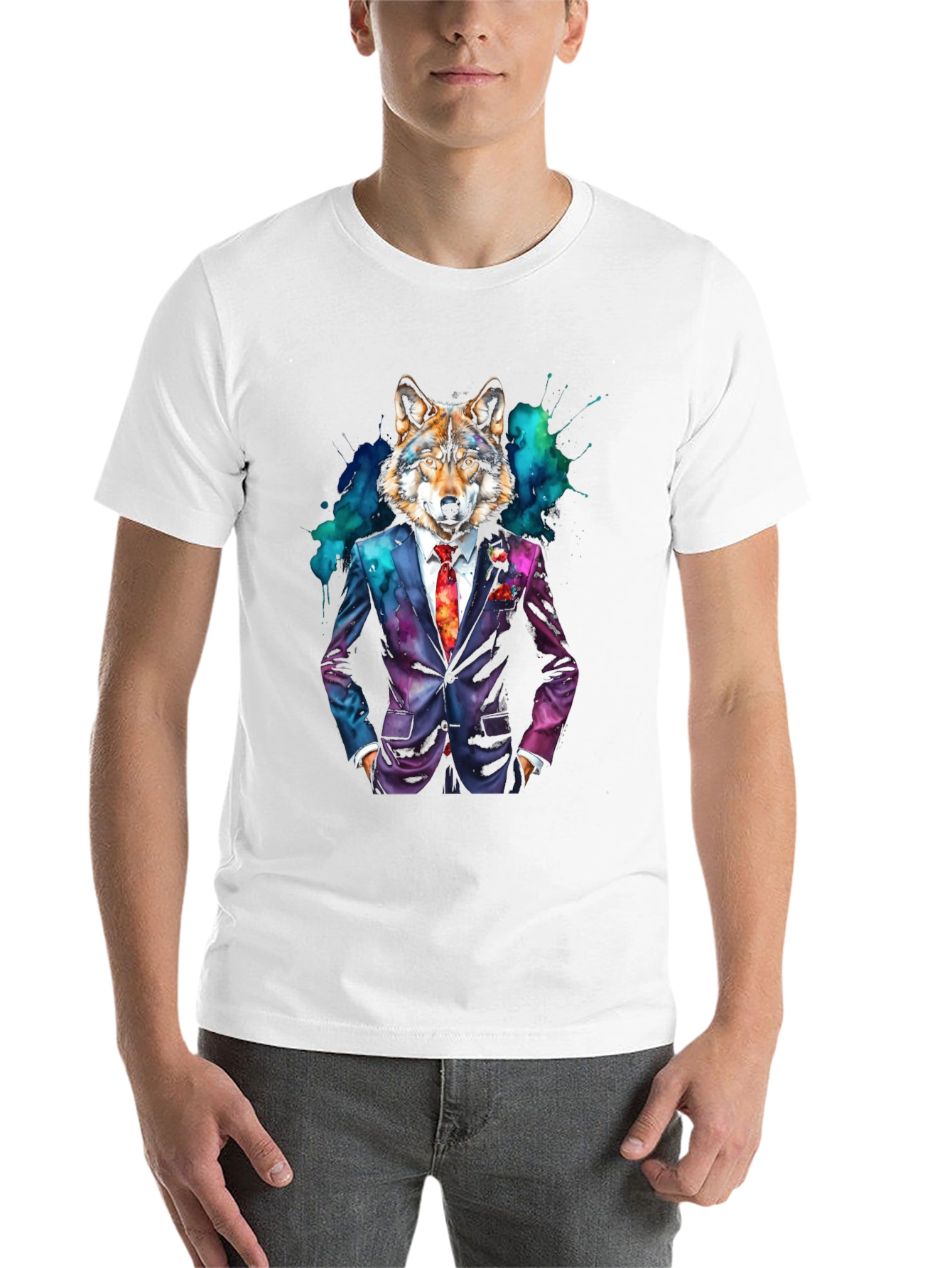Black Wolf in Suit Graphic Tee - Unique Style view 14