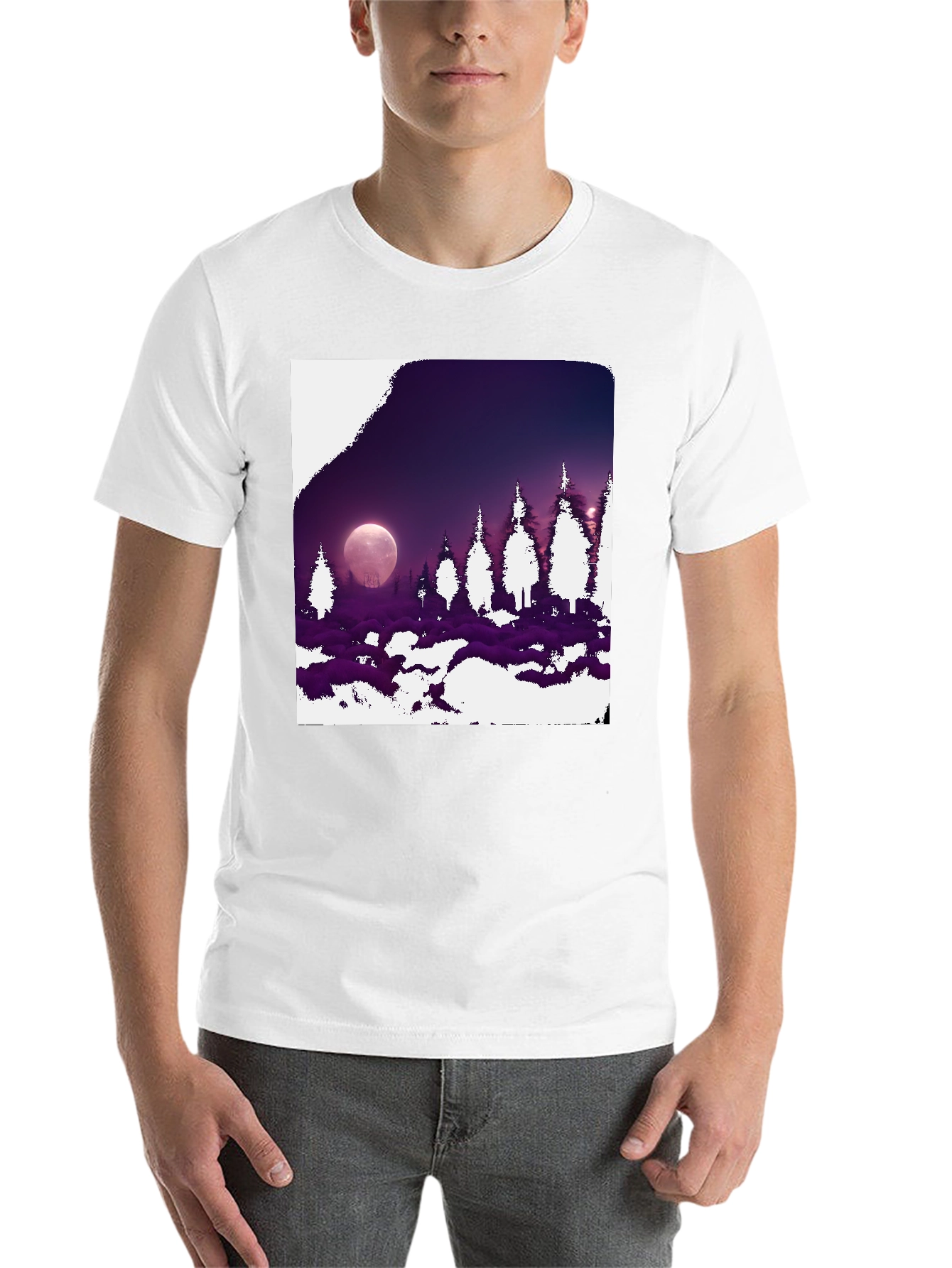 Black Lunar Forest Graphic Tee - Black Cotton Blend view 14