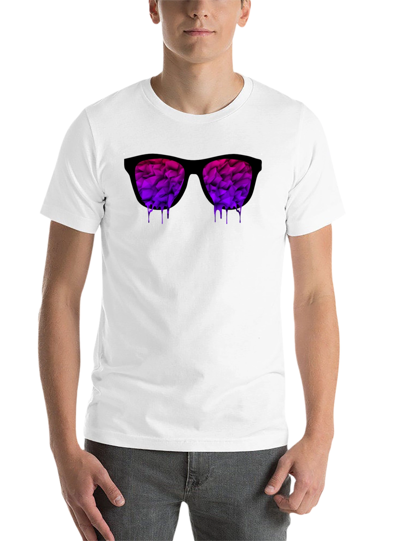 Black Men's Dripping Sunglasses Graphic T-Shirt view 14