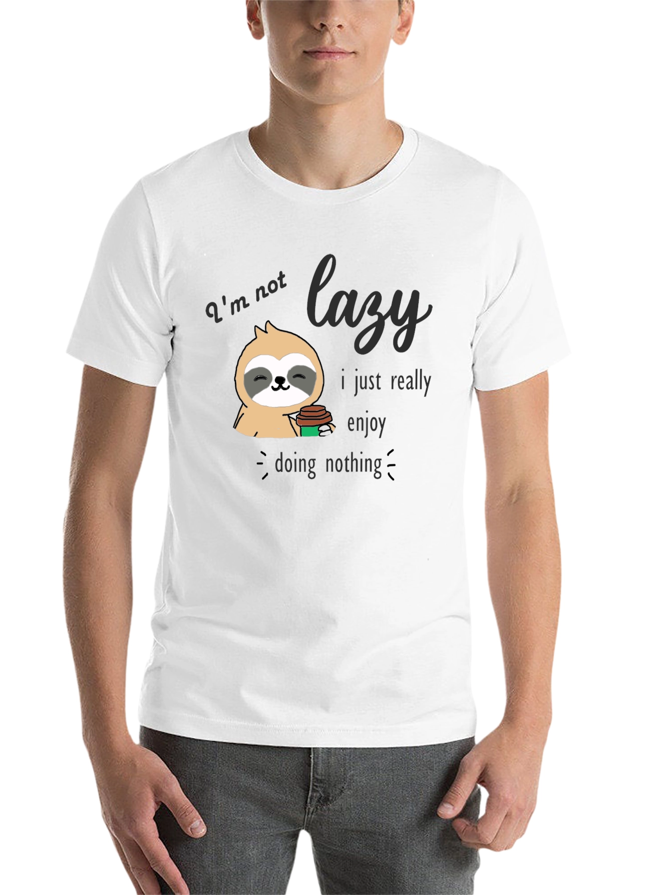 Black Lazy Sloth Graphic T-Shirt - Enjoy Doing Nothing Tee view 14