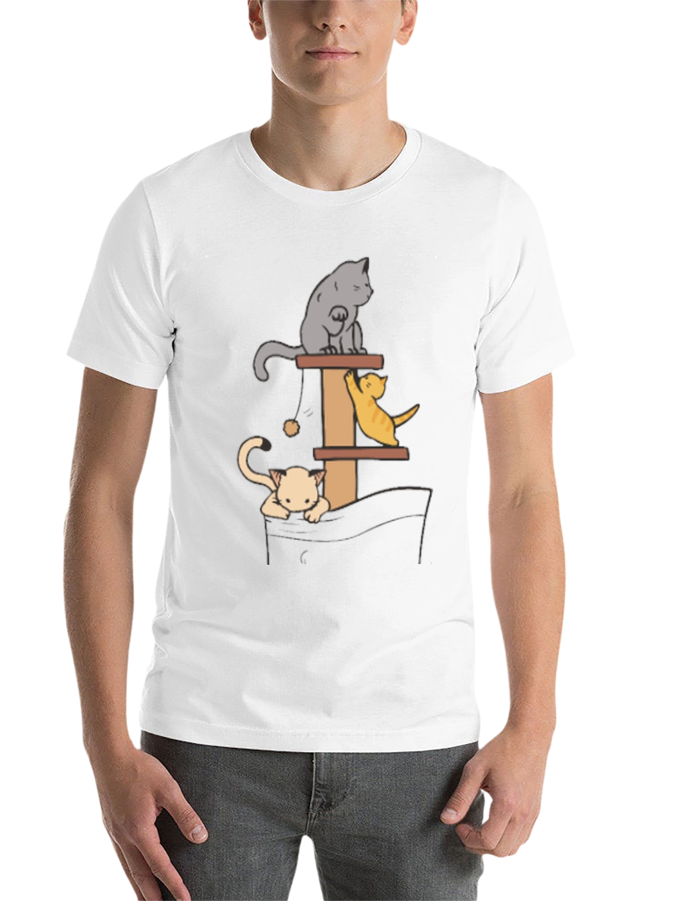 Black Cat Tower T-Shirt - Playful Kitten Design view 14
