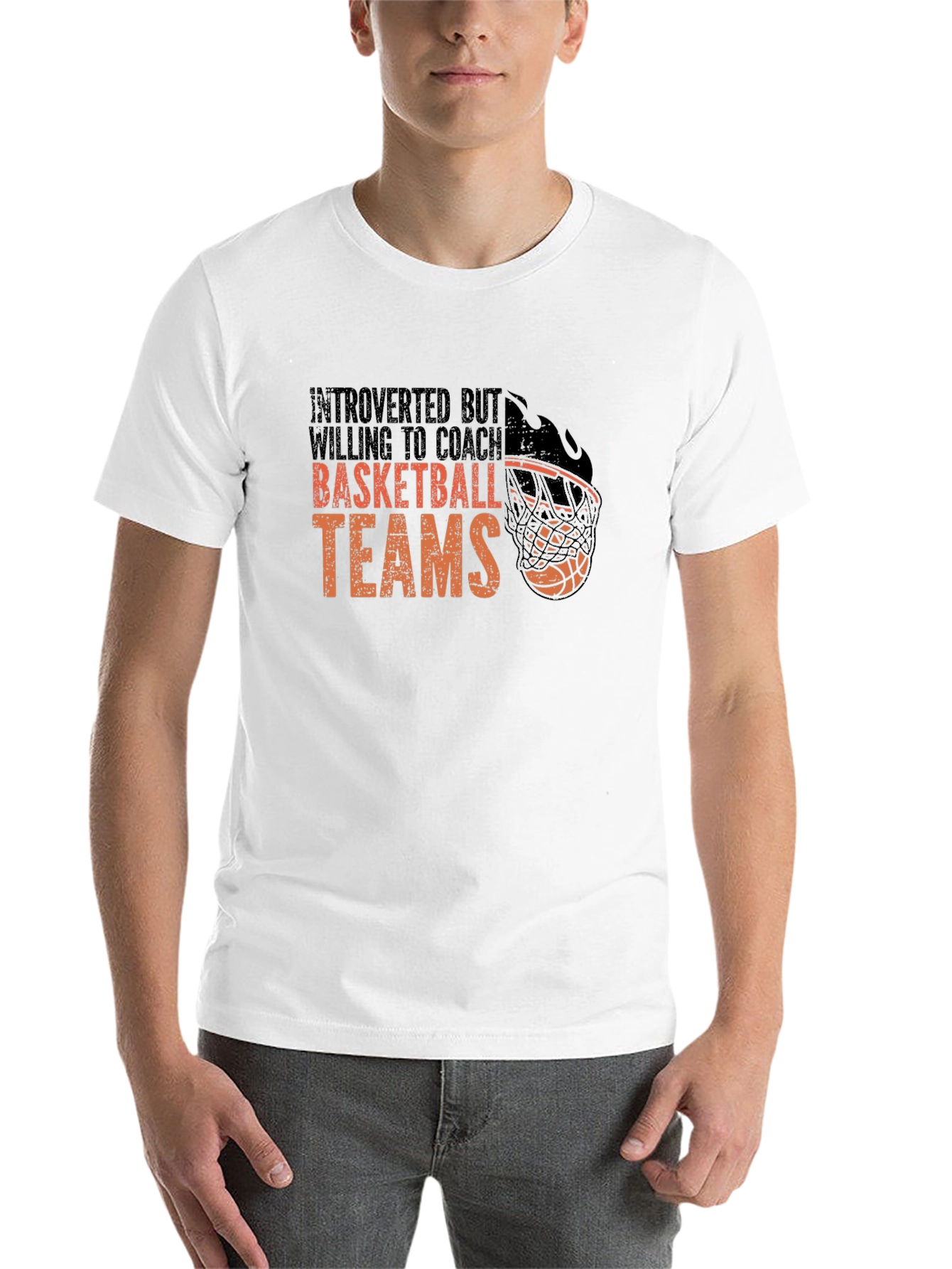 Black Introverted Basketball Coach Graphic Tee view 14