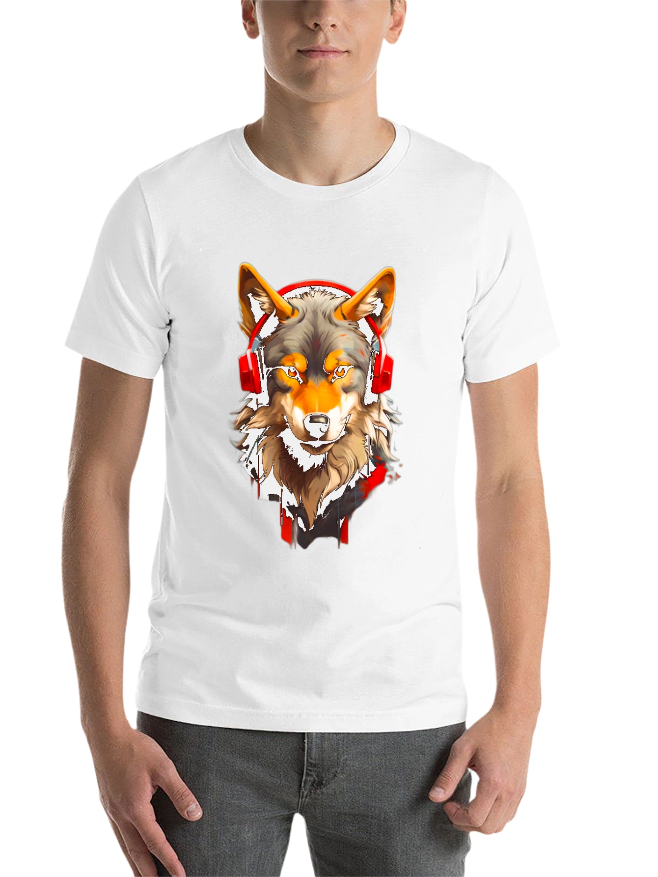 Black Wolf Headphones Graphic Tee view 14