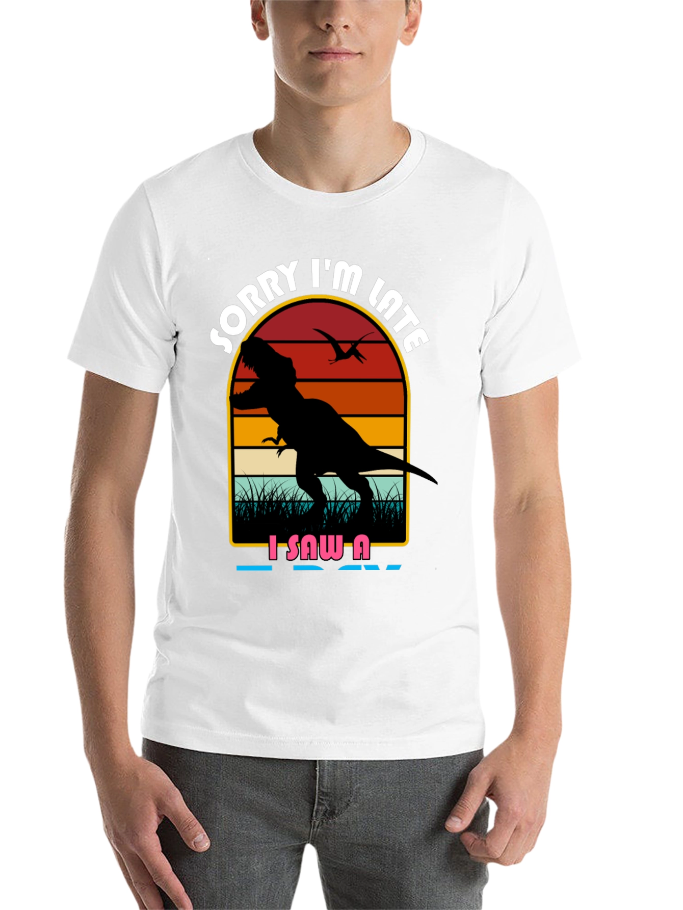 Black Sorry I'm Late Dinosaur Graphic Tee view 14