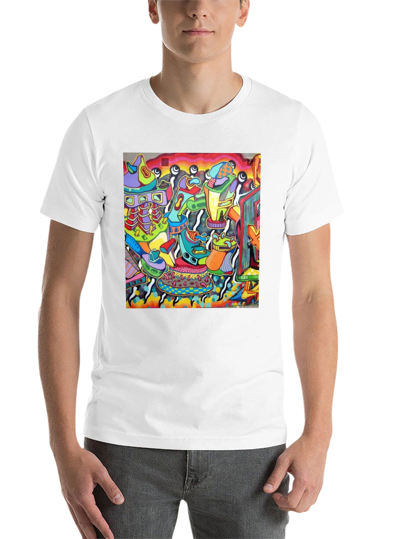 Black Abstract Art Graphic Black T-Shirt view 14