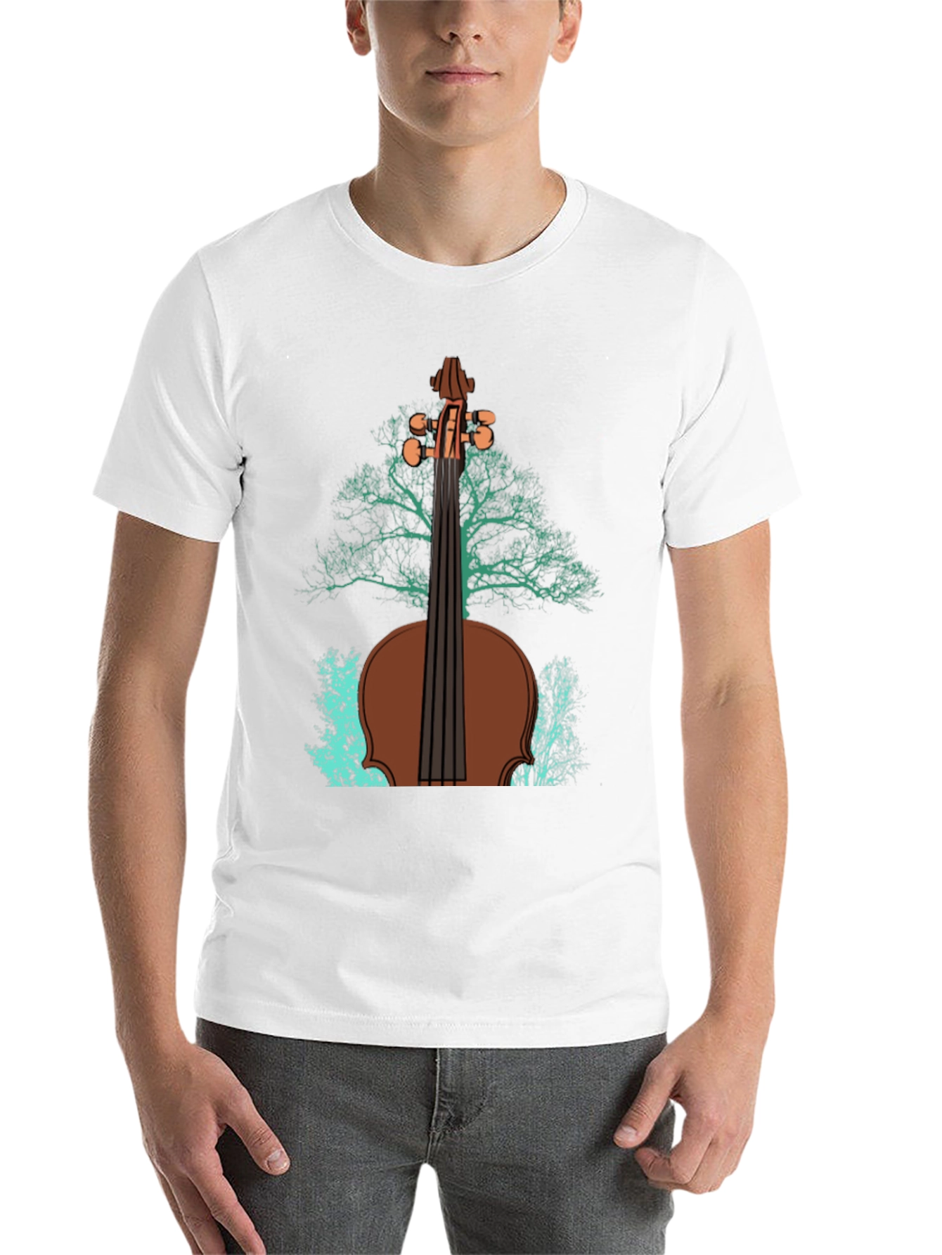 Black Violin Tree Graphic Tee - Music Lover's T-Shirt view 14