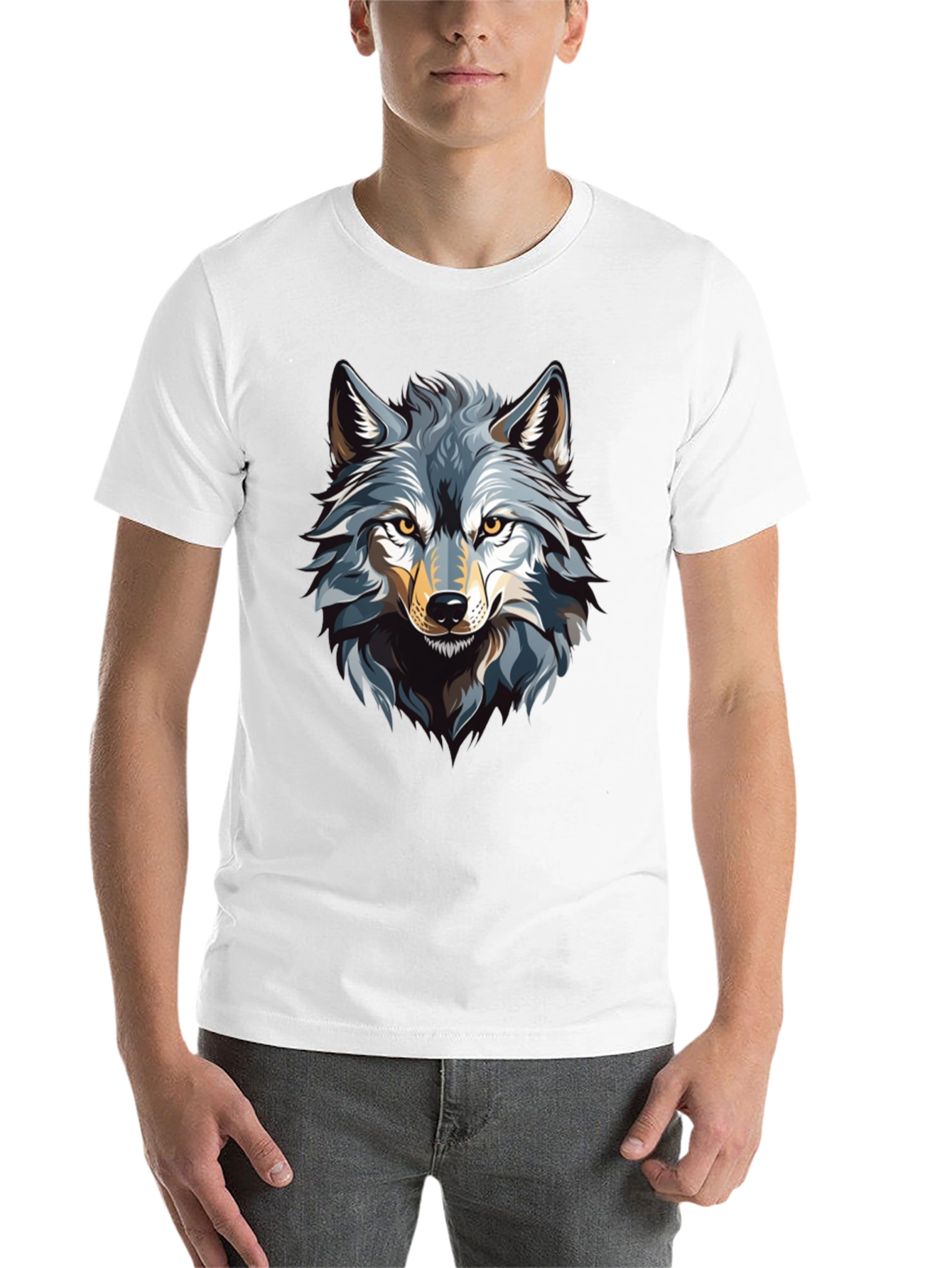 Black Wolf Graphic Print Black T-Shirt view 14