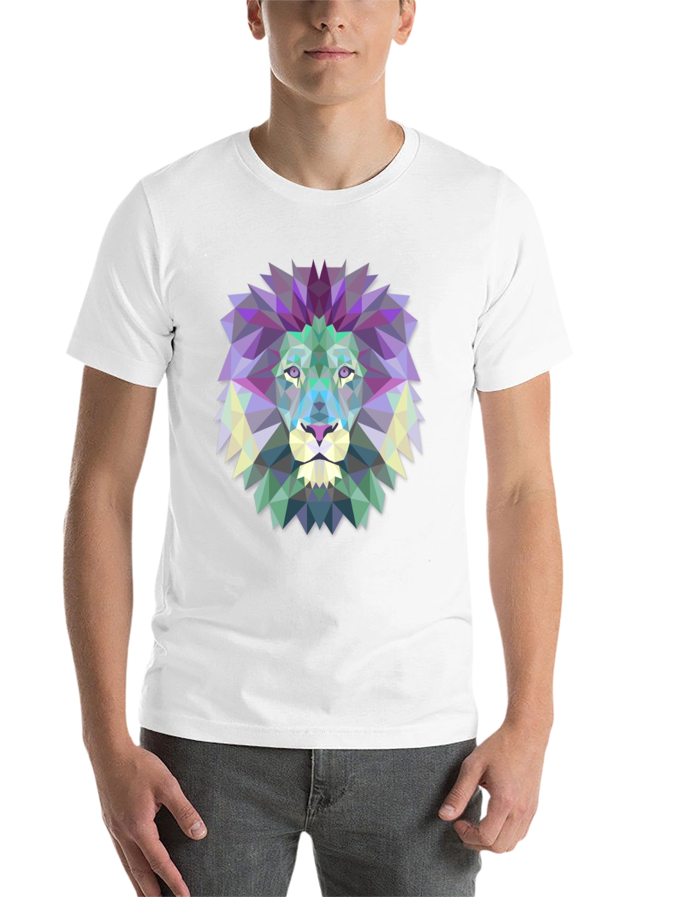 Black Geometric Lion Graphic Tee - Modern Art Shirt view 14