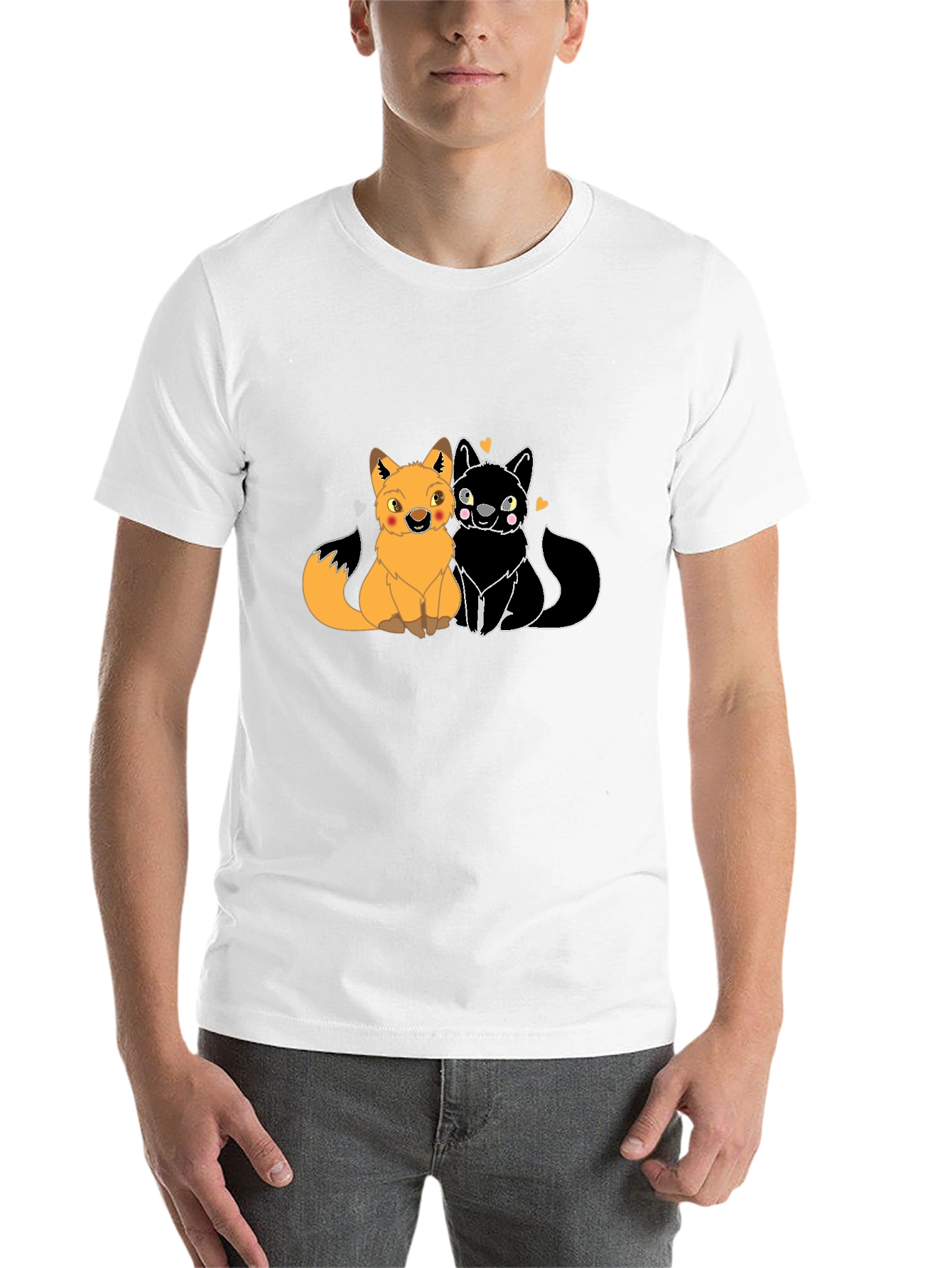 Black Cute Foxes in Love Graphic T-Shirt - Black view 14