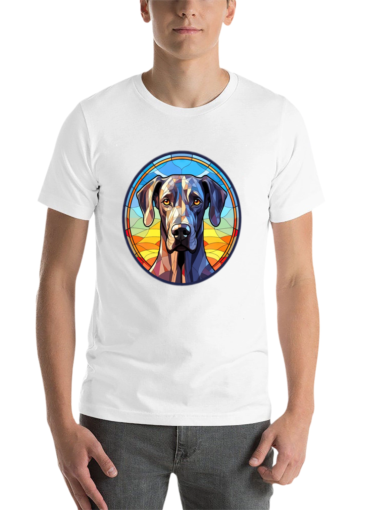 Black Geometric Dog Portrait Tee view 14