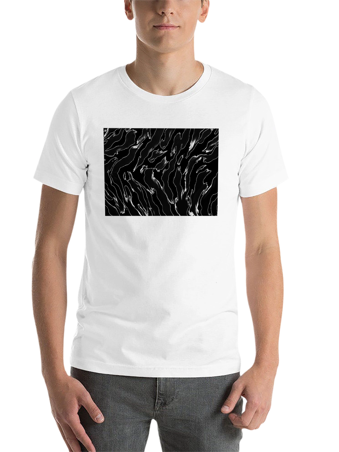 Black Abstract Black and White T-Shirt view 14