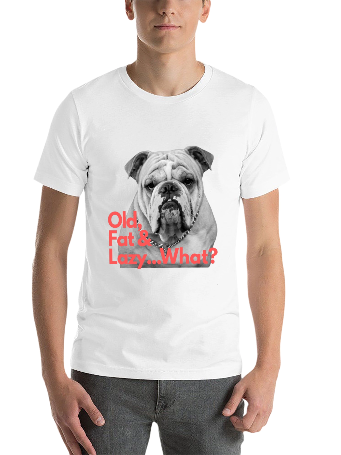 Black Bulldog T-Shirt: Old, Fat & Lazy... What? view 14