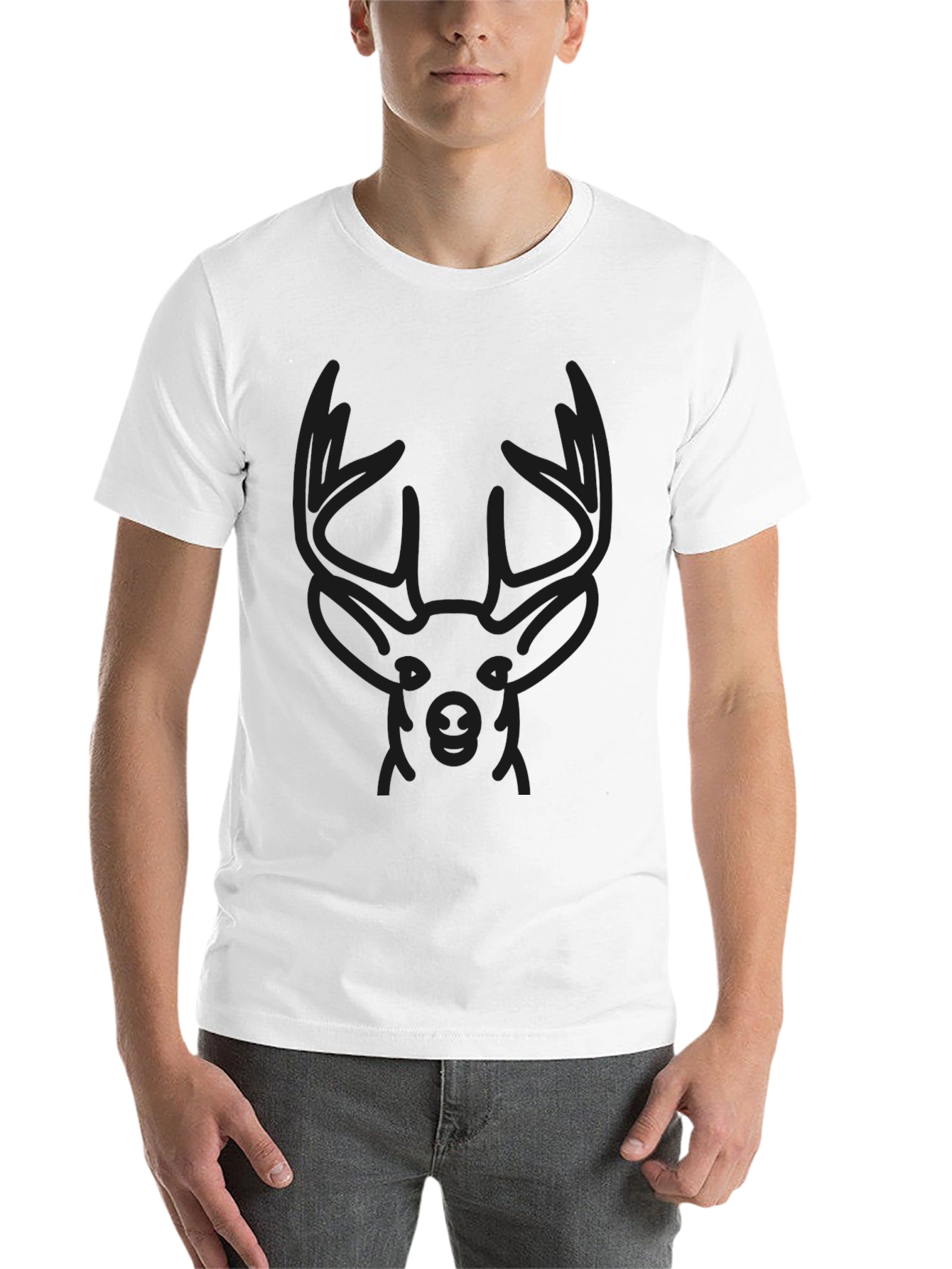 Black Men's Black Deer Graphic T-Shirt view 14