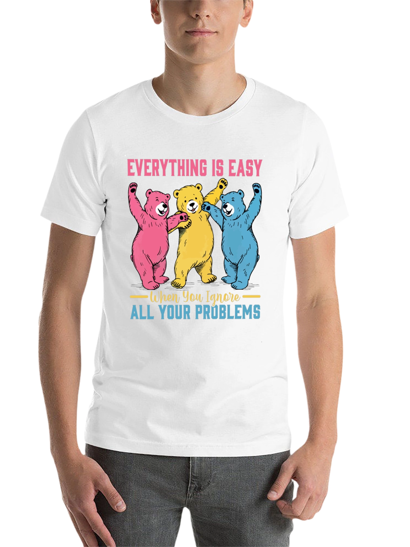 Black Everything is Easy Bear Graphic Tee view 14