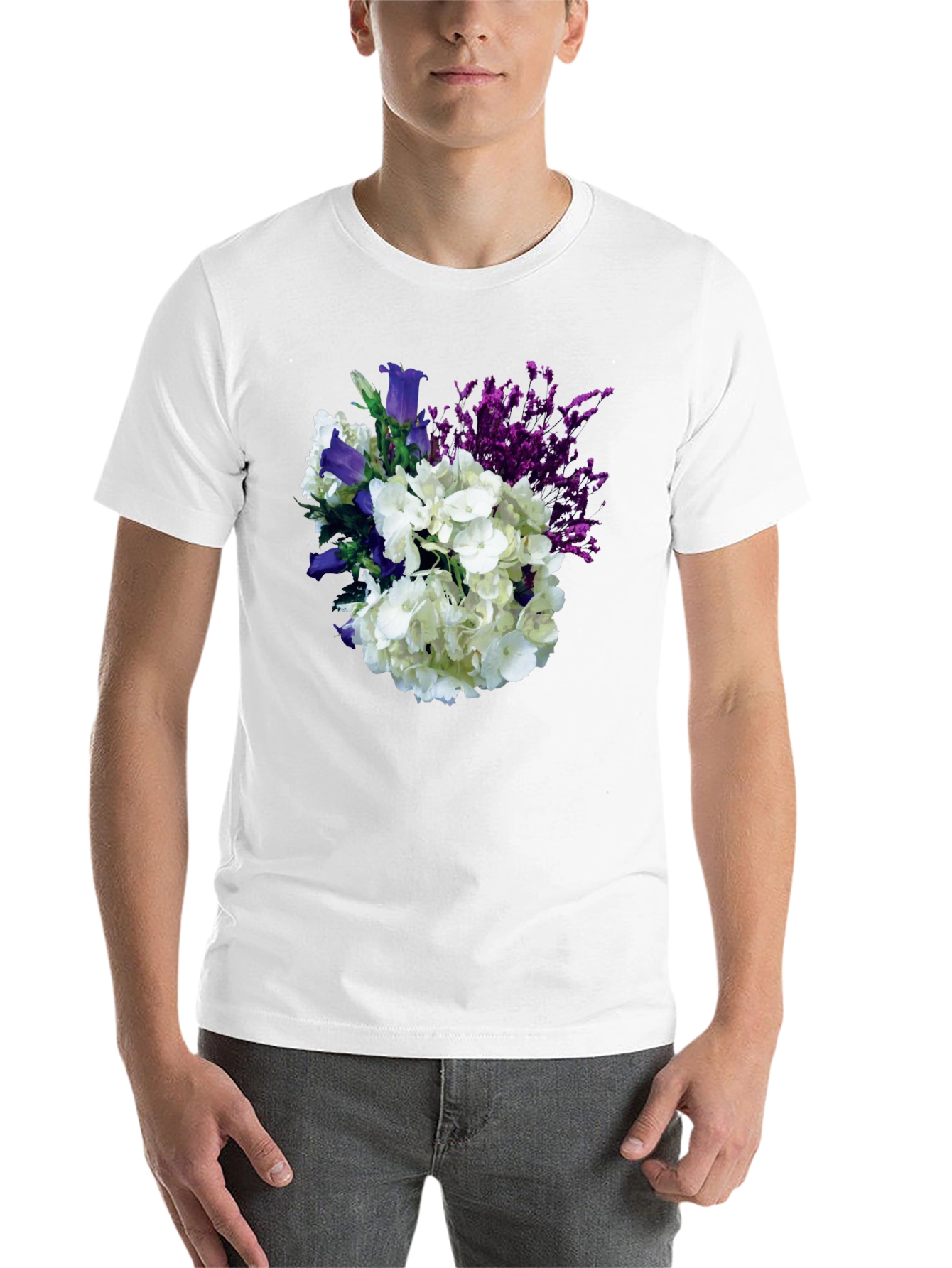 Black Floral Bouquet T-Shirt - Black Cotton Tee view 14