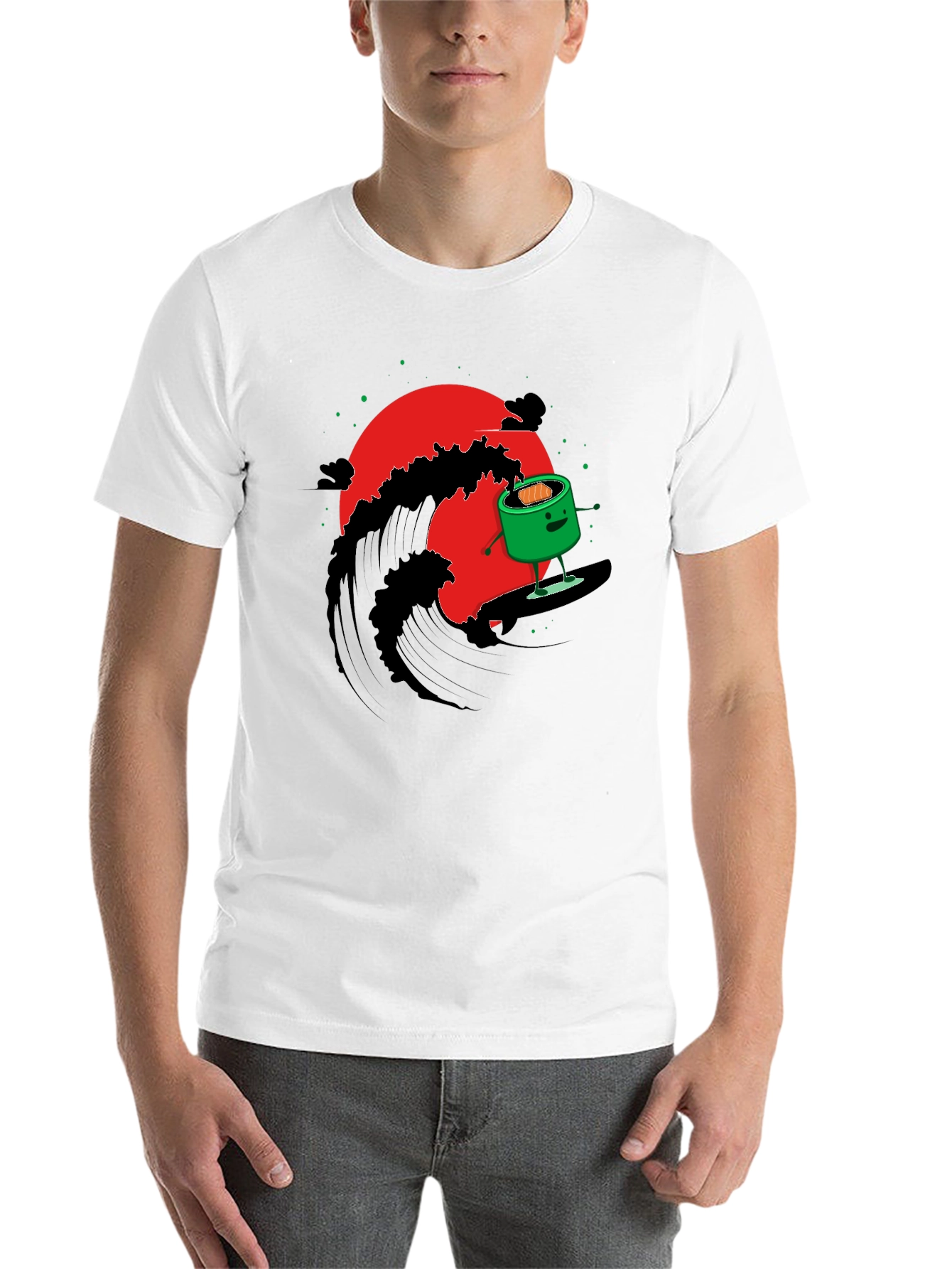 Black Sushi Surfer Graphic Tee - Unique Design view 14