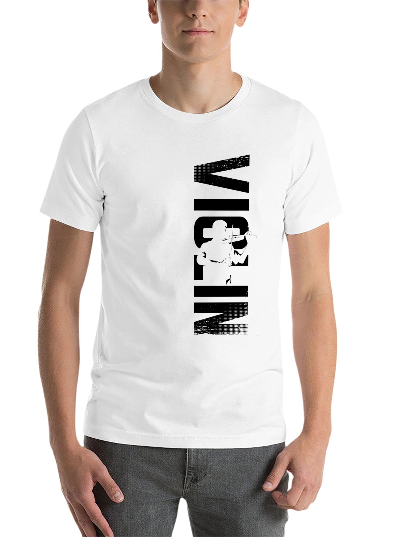 Black Violin Player Graphic Print Black T-Shirt view 14