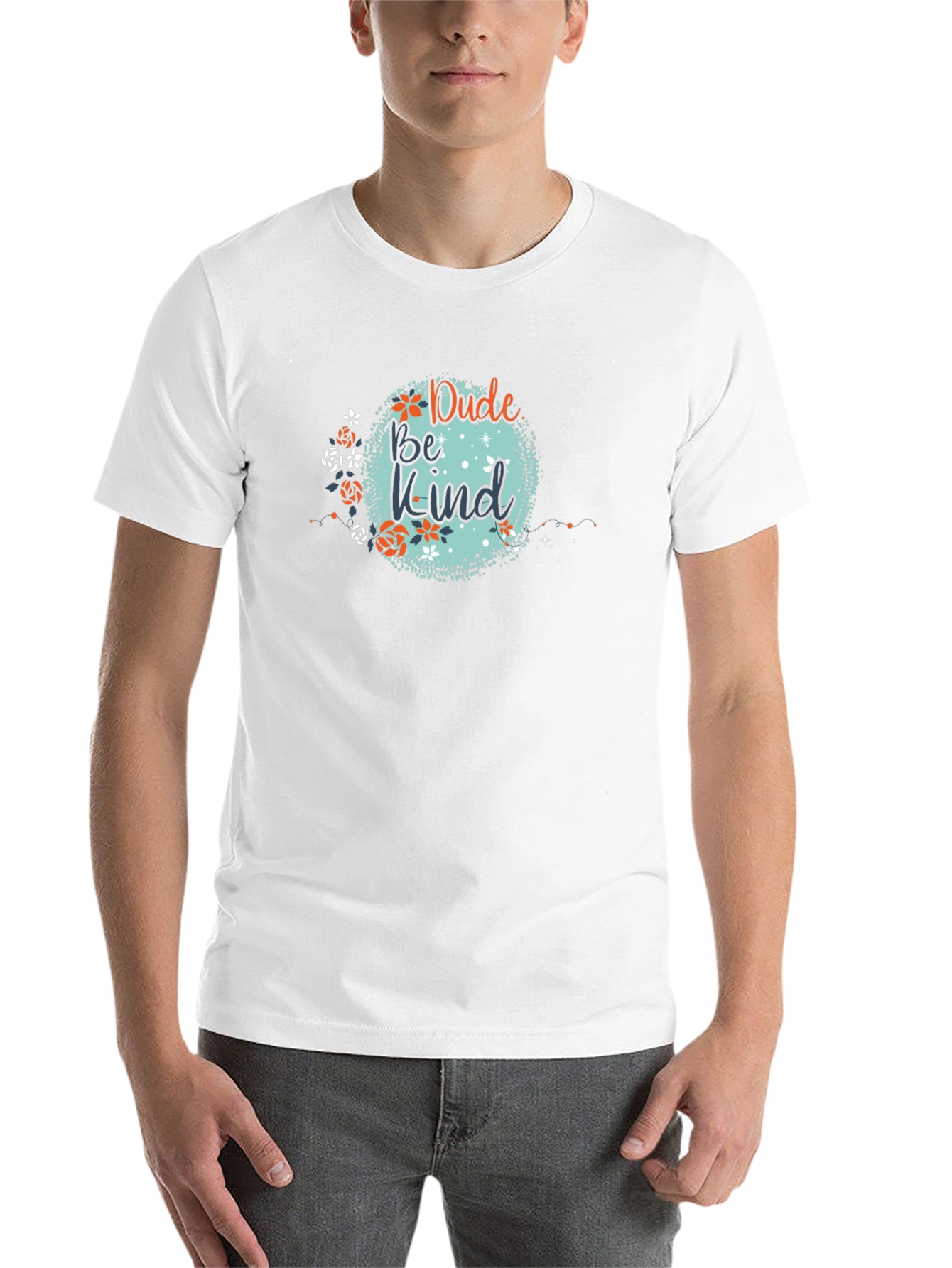 Black Dude Be Kind Graphic Tee - Black Cotton T-Shirt view 14