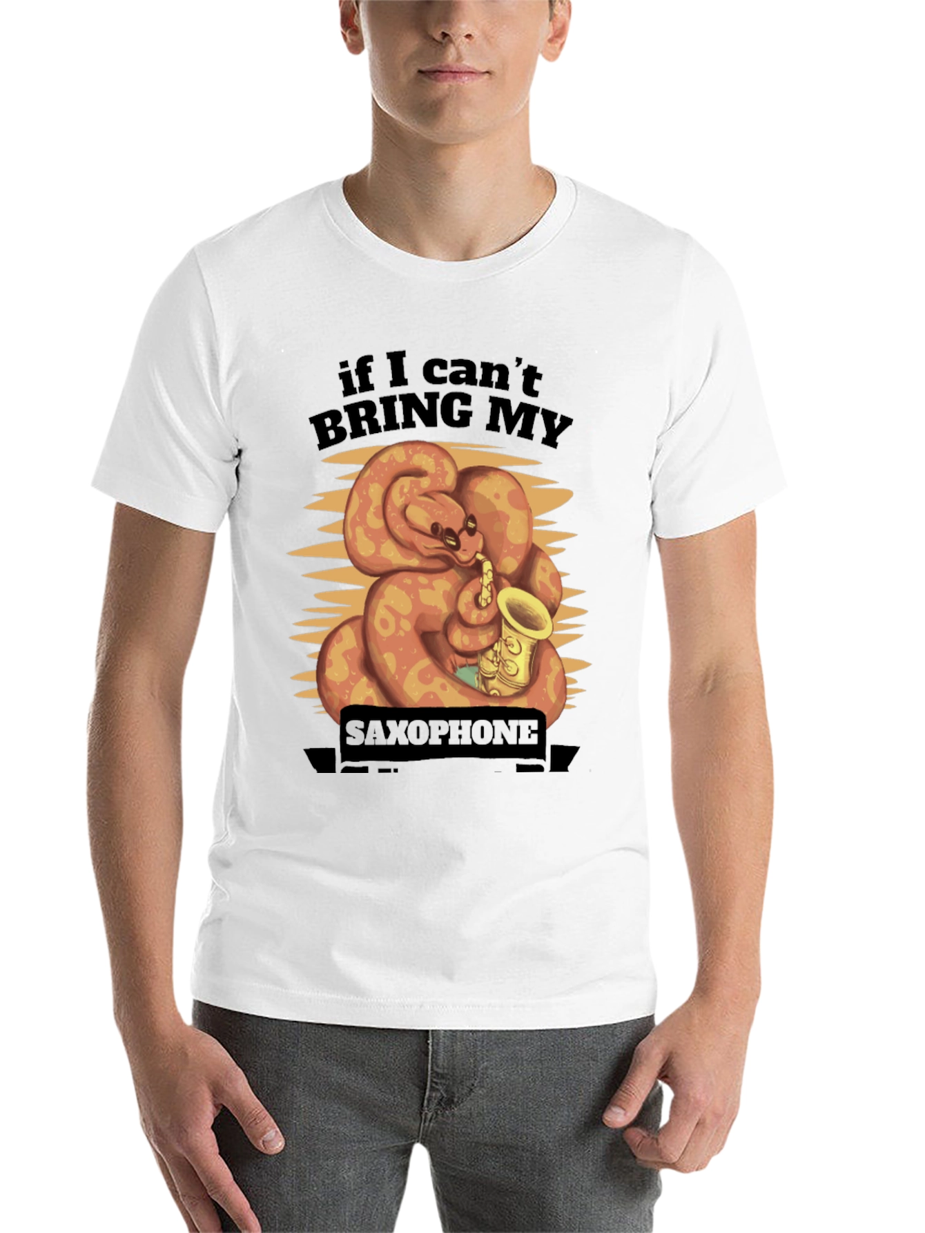 Black Funny Snake Saxophone Black T-Shirt view 14