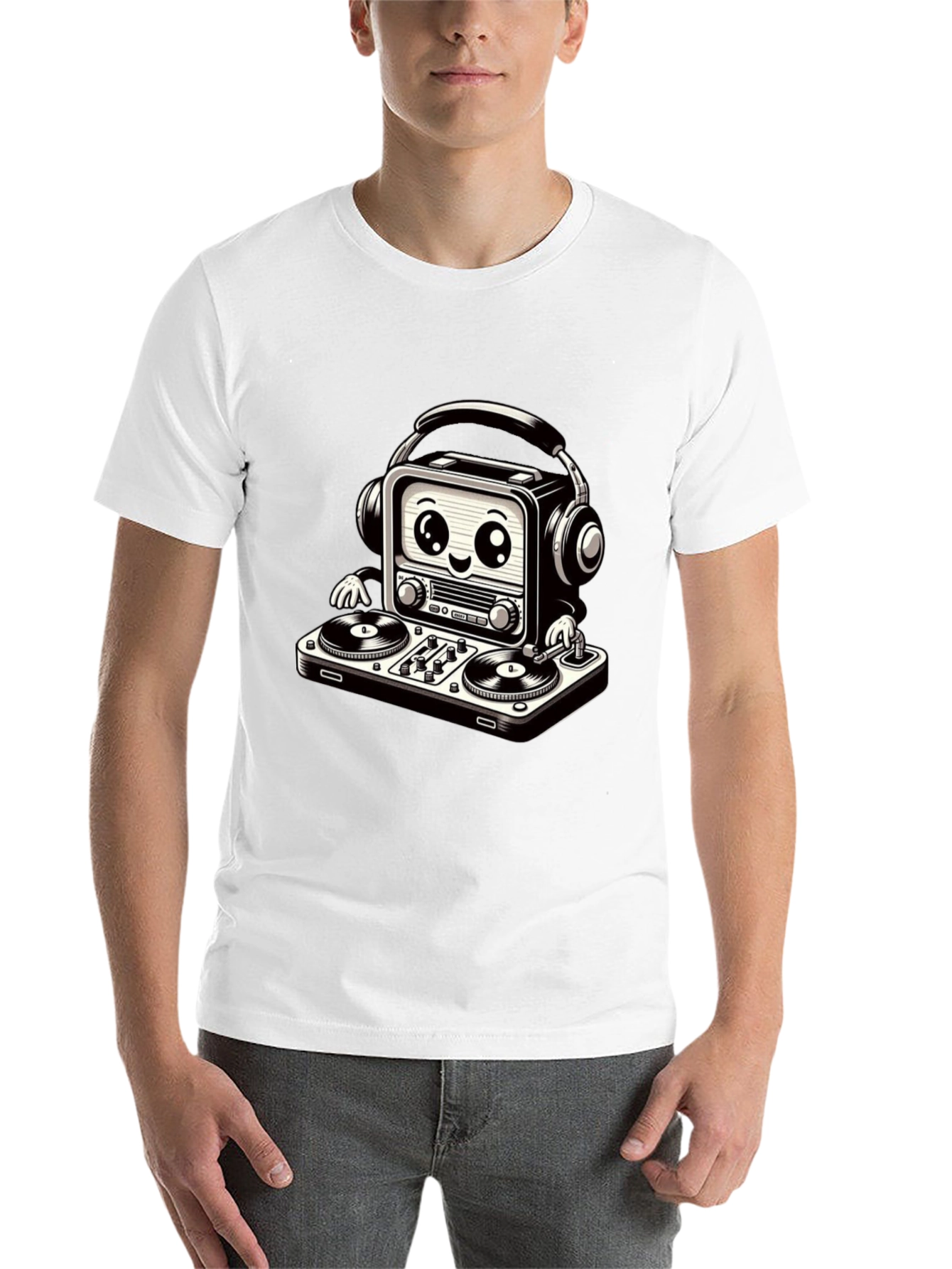 Black DJ Radio T-Shirt - Cool Graphic Tee view 14