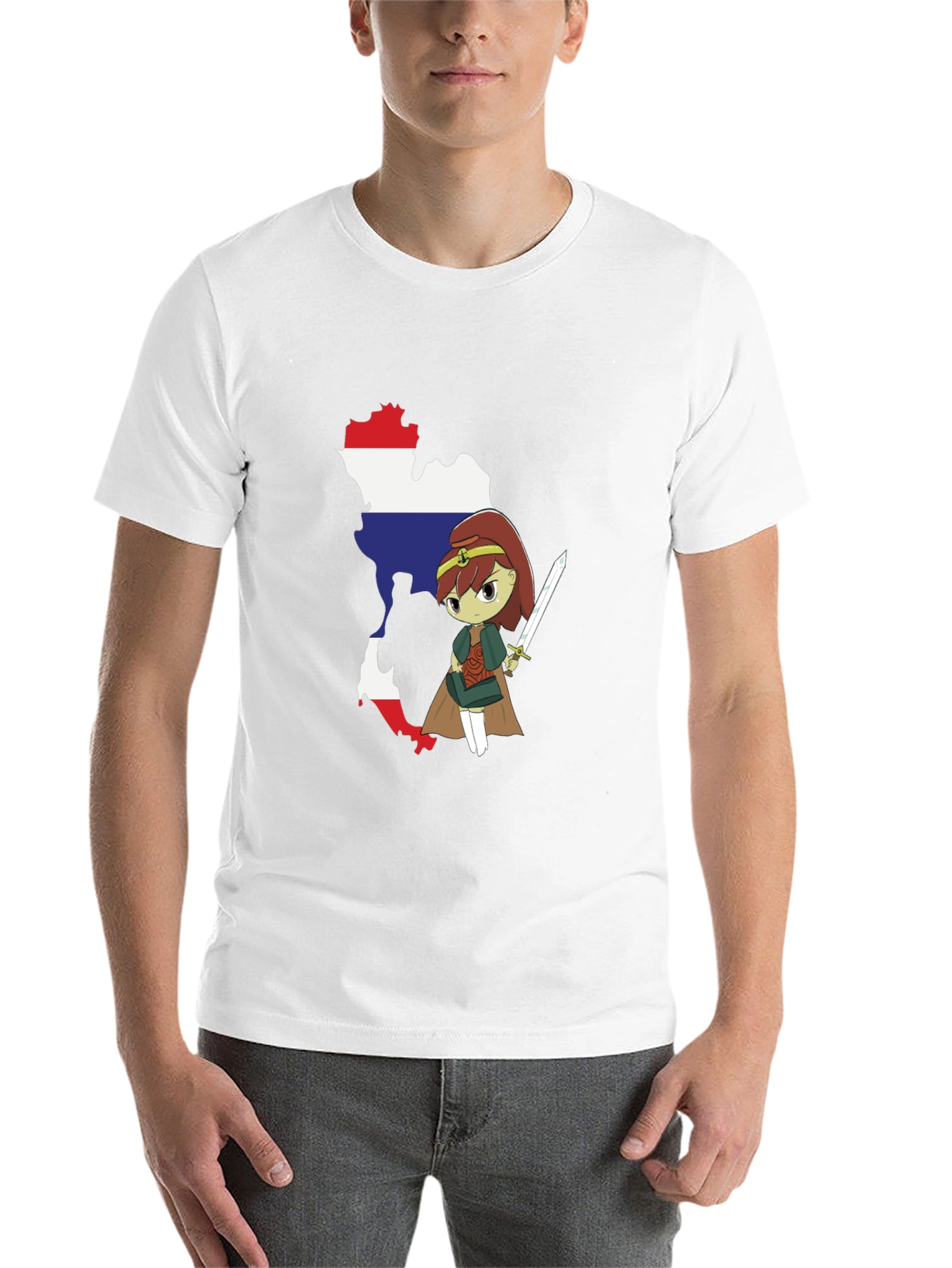 Black Thailand Flag Anime Girl Black T-Shirt view 14