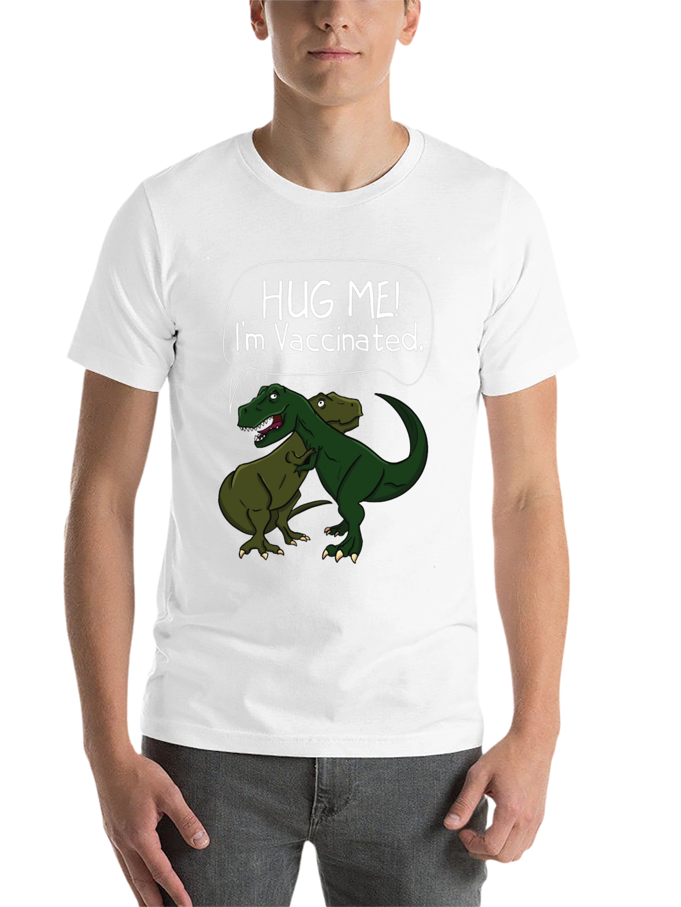 Hug Me! I'm Vaccinated T-Rex Graphic T-Shirt - 14