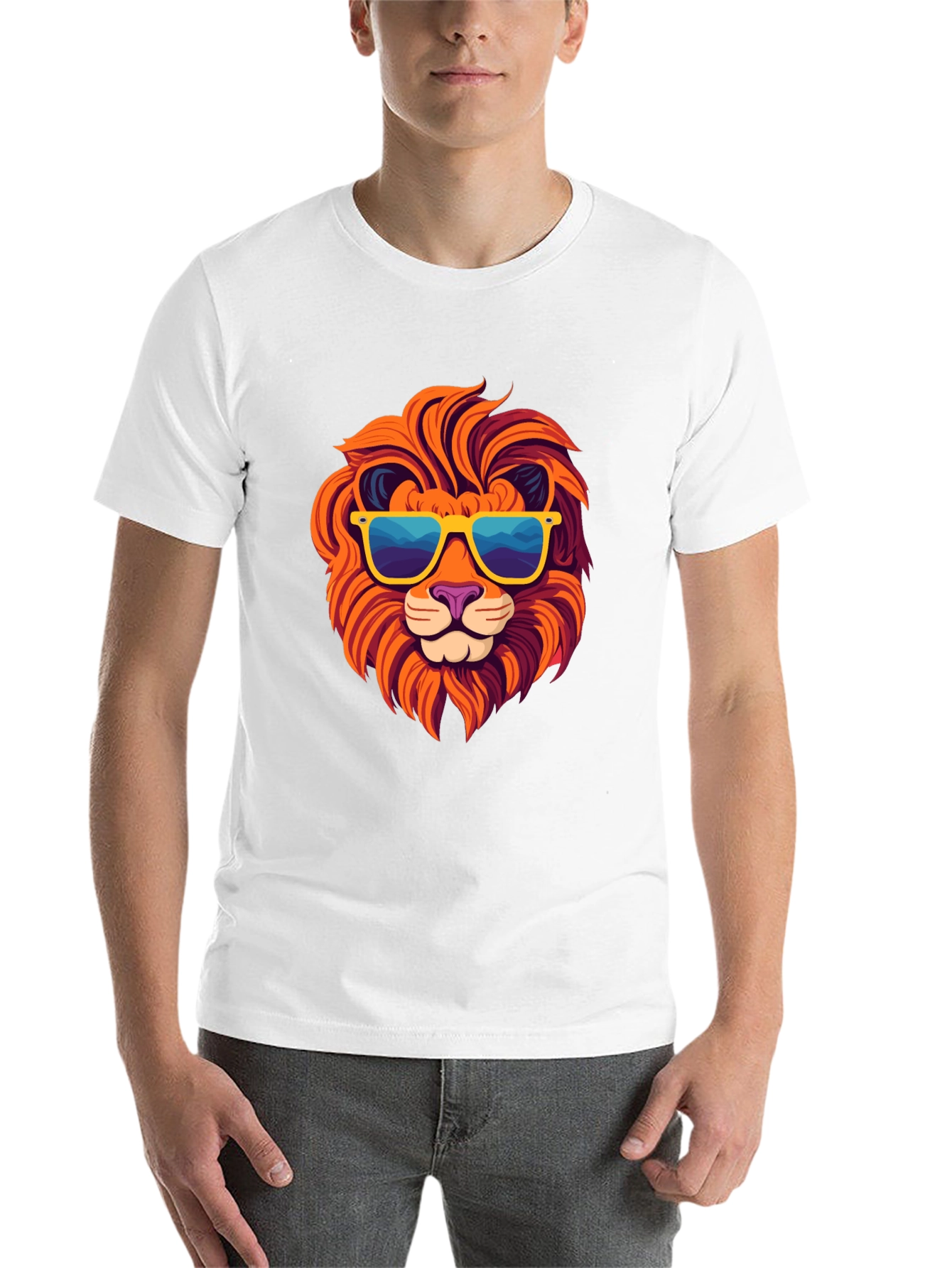 Black Cool Lion Graphic Tee - Black Cotton T-Shirt view 14