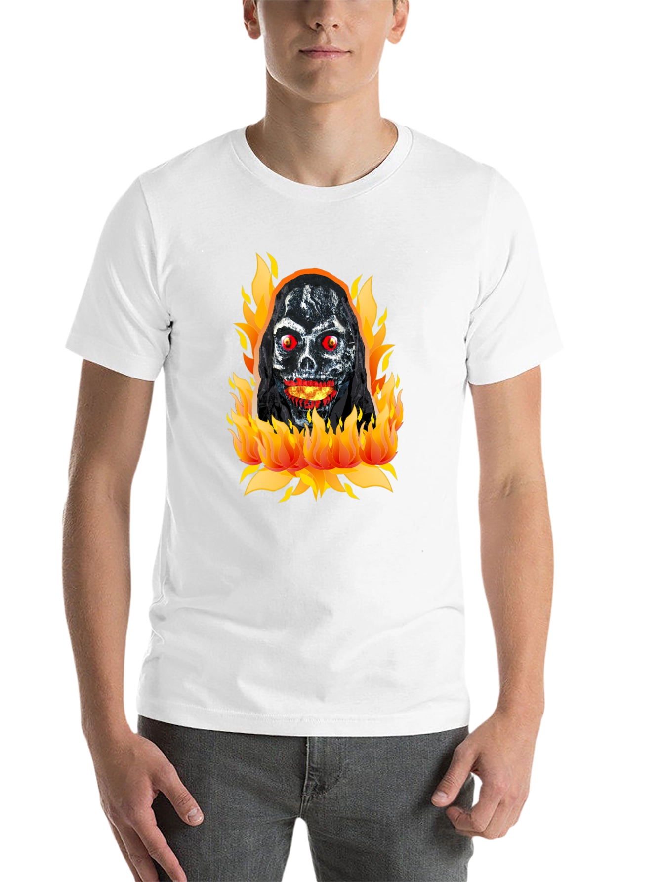 Black Grim Reaper on Fire Graphic T-Shirt view 14