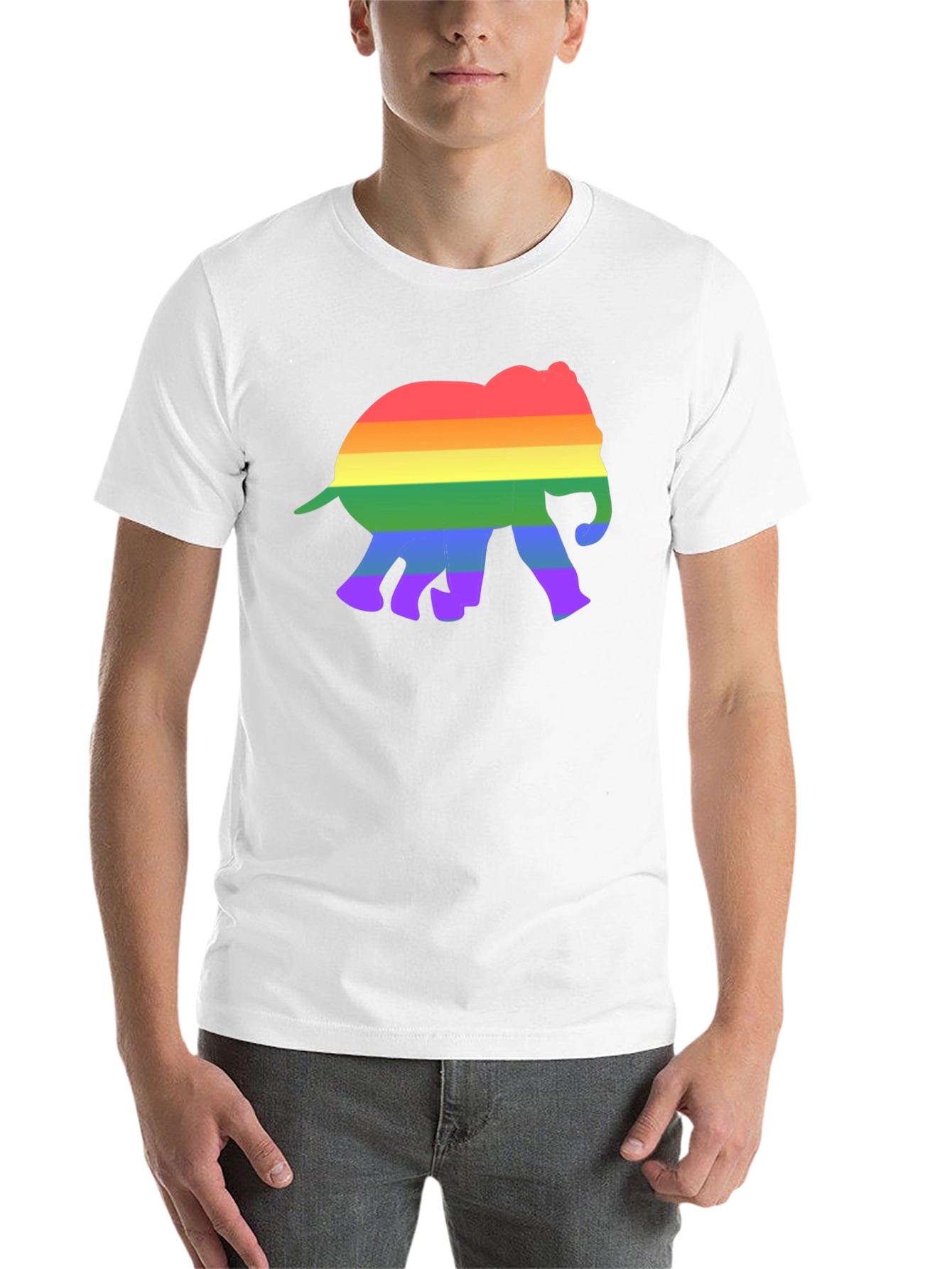 Black Rainbow Elephant Graphic Tee - Black Cotton T-Shirt view 14