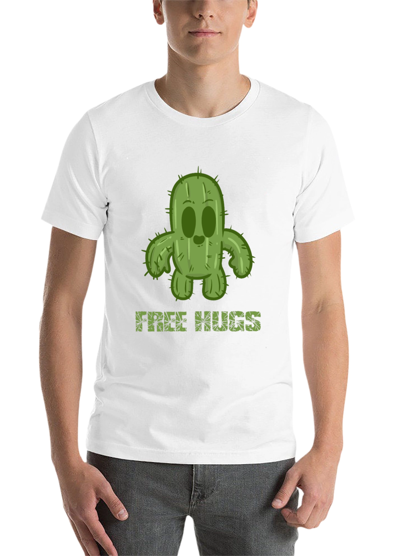 Black Free Hugs Cactus T-Shirt - Unisex Black Tee view 14