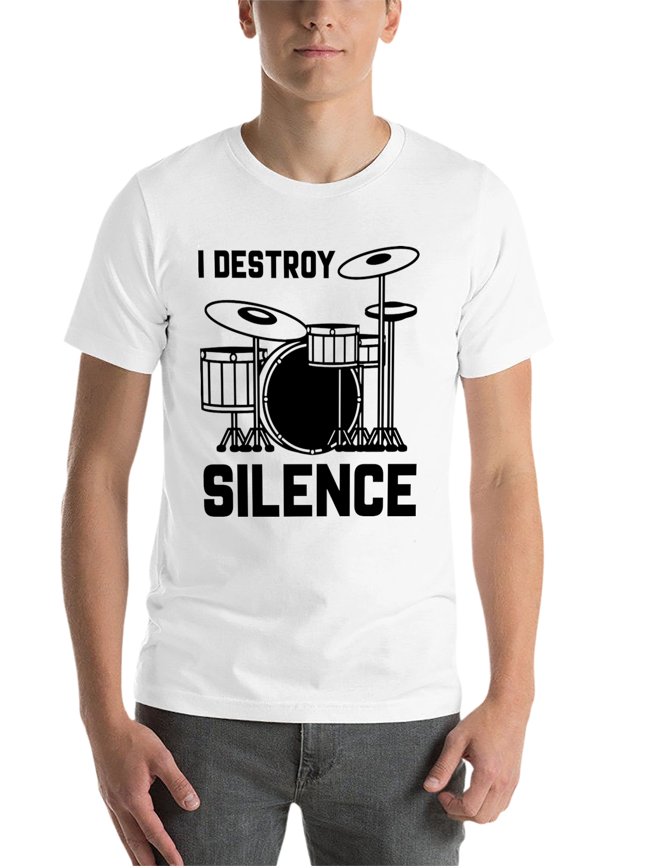 Black I Destroy Silence Drummer T-Shirt view 14