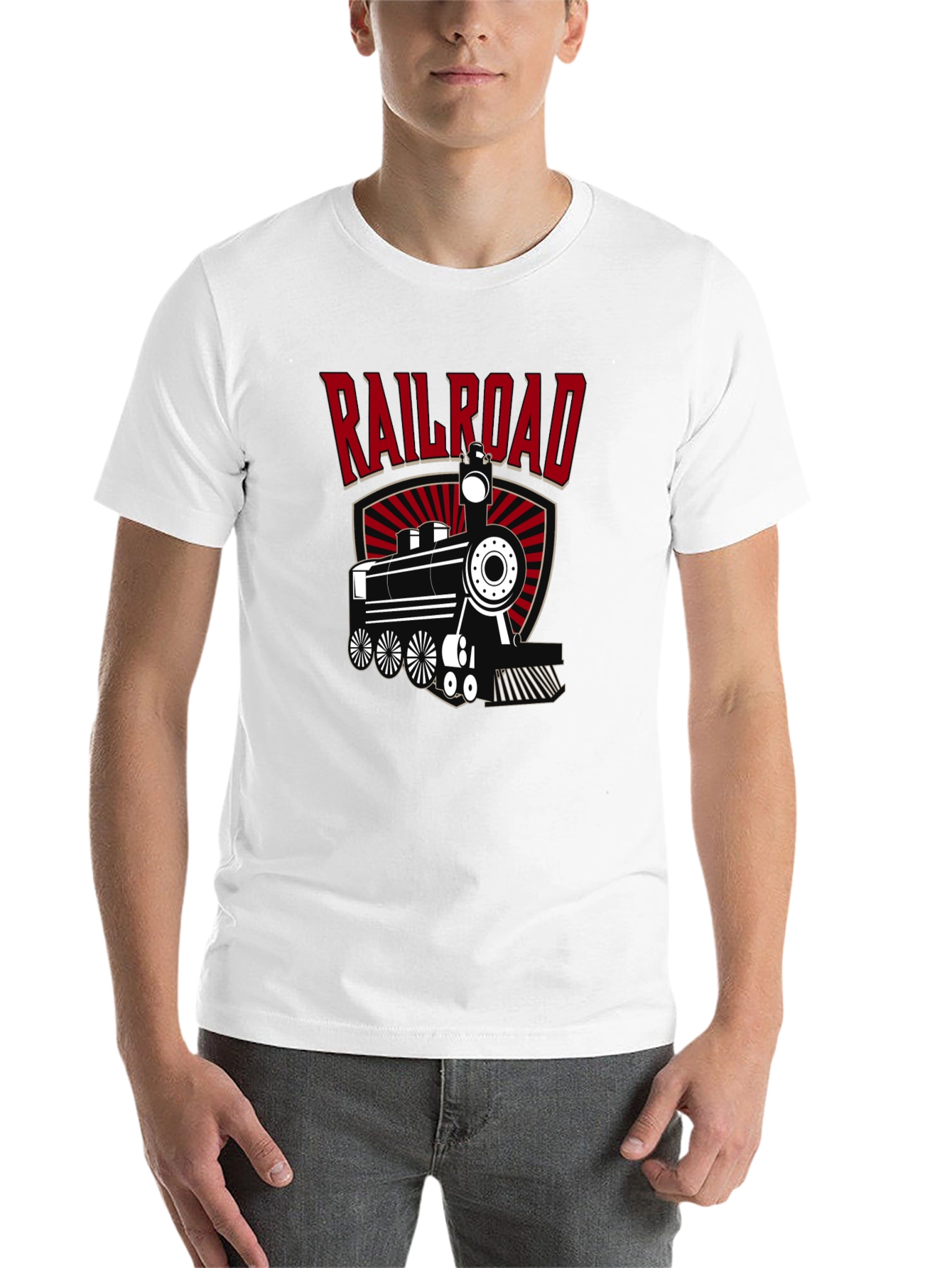 Black Railroad Train Graphic Tee - Cool Black T-Shirt view 14