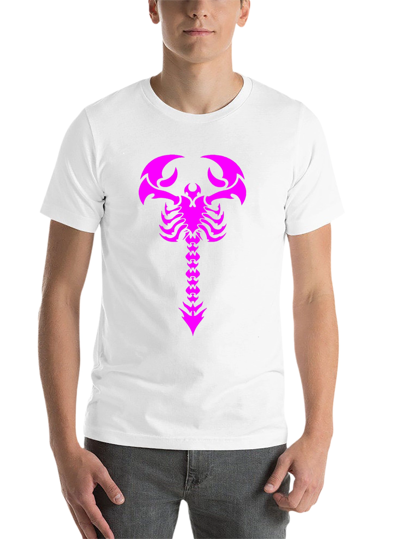 Black Black T-Shirt with Magenta Scorpion Print view 14