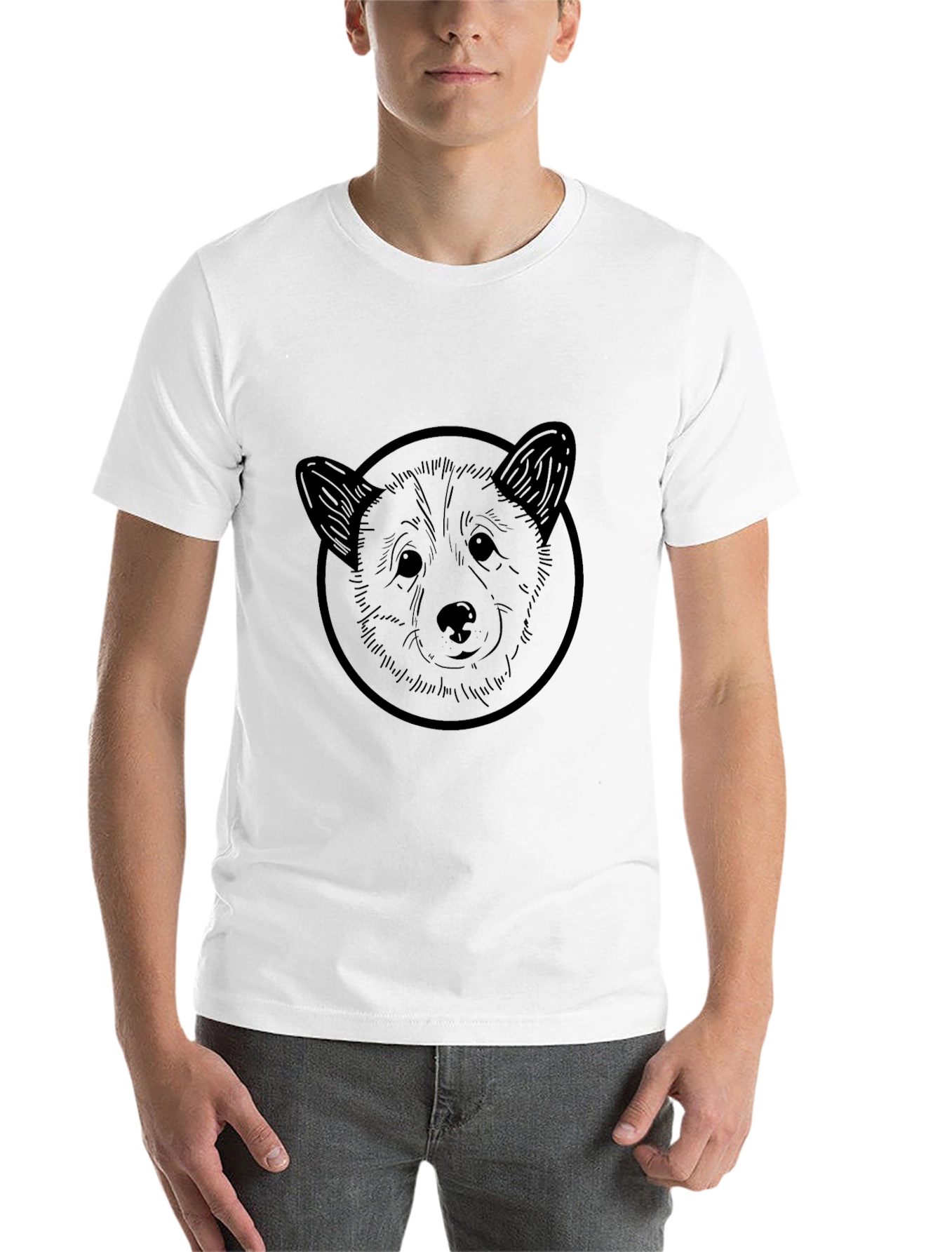 Black Corgi Dog Head Graphic T-Shirt - Unisex view 14