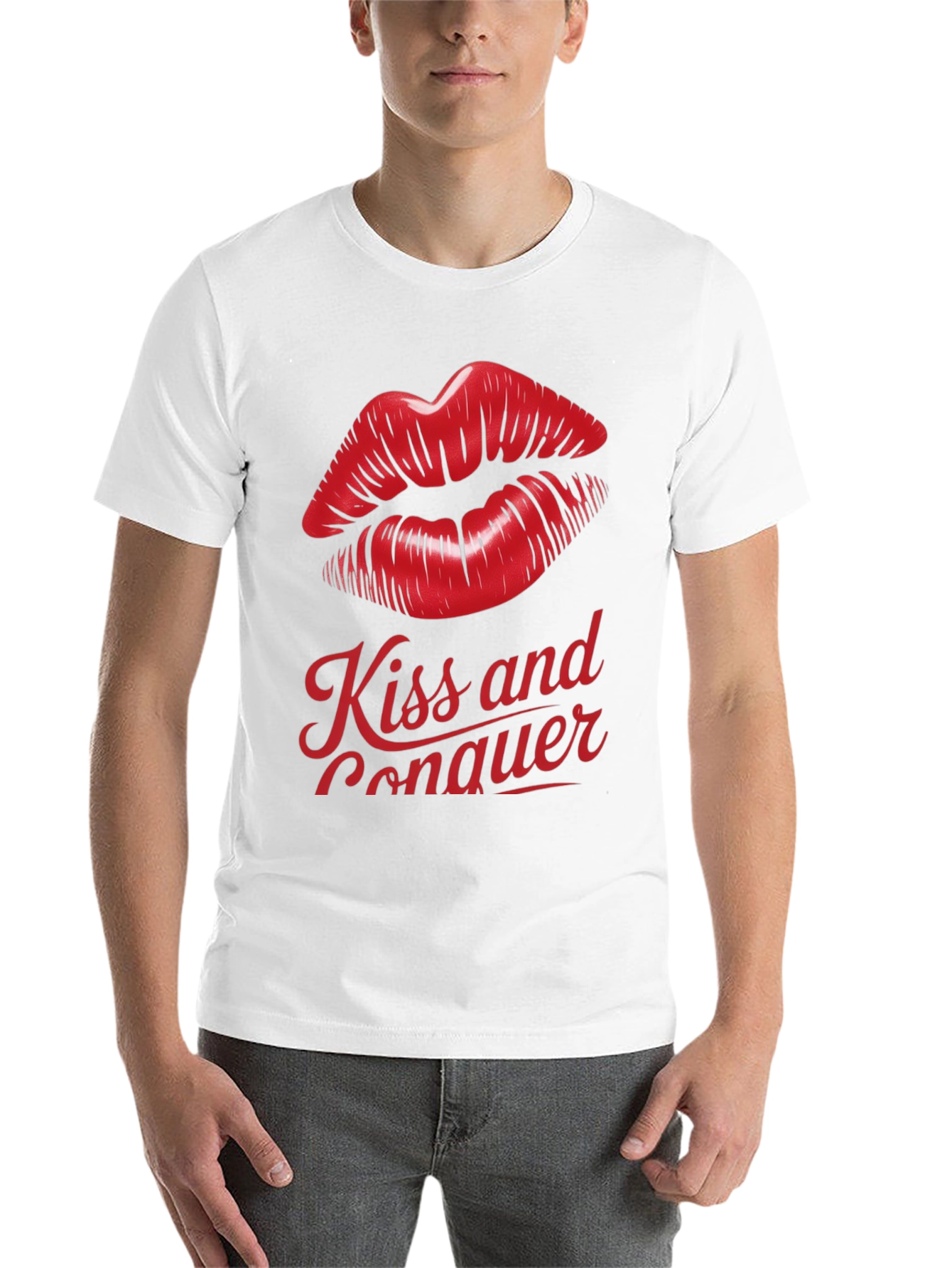 Black Kiss and Conquer Graphic T-Shirt - Stylish Unisex Tee view 14