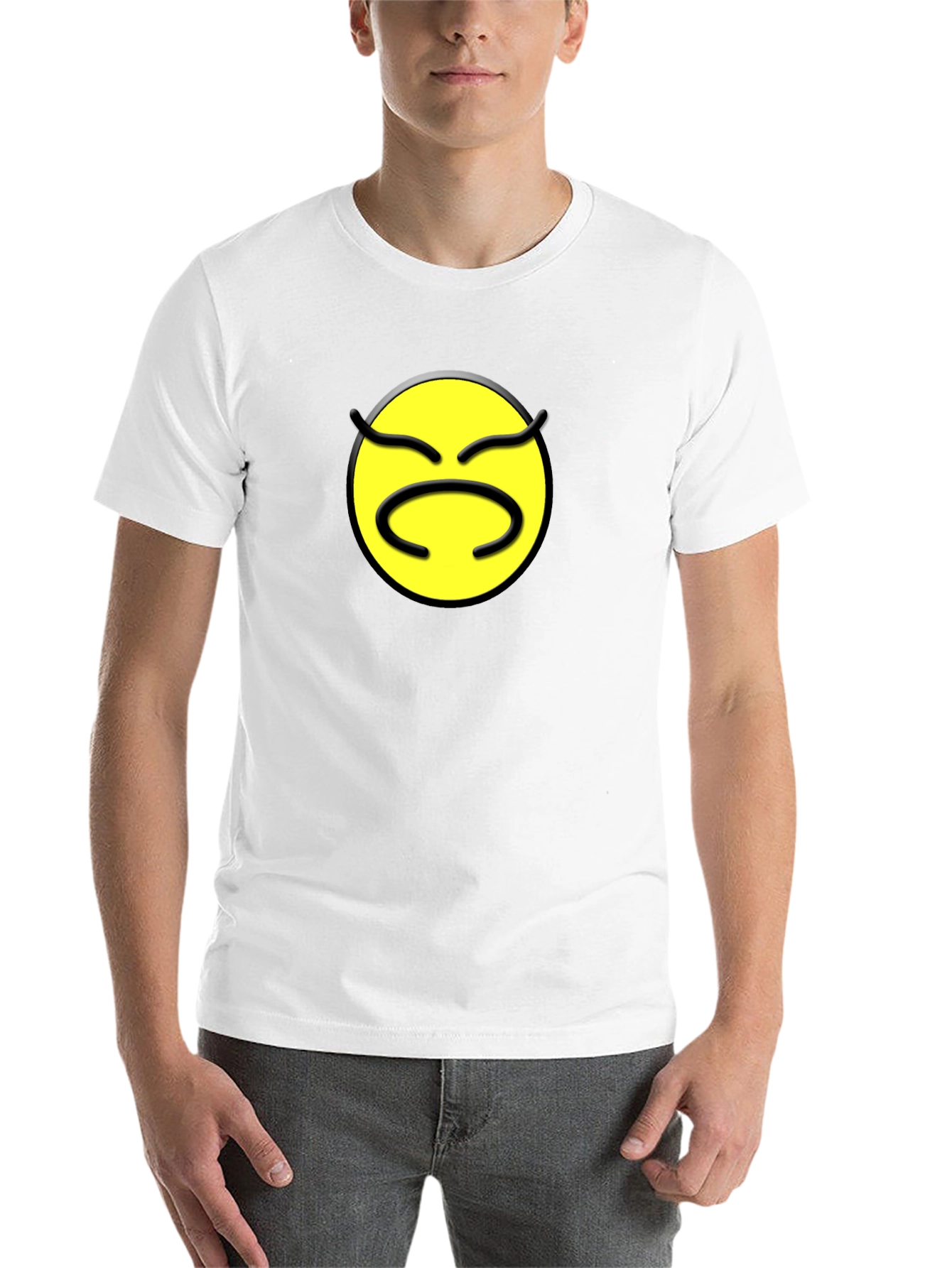 Black Grumpy Emoji Black T-Shirt - Express Your Mood! view 14
