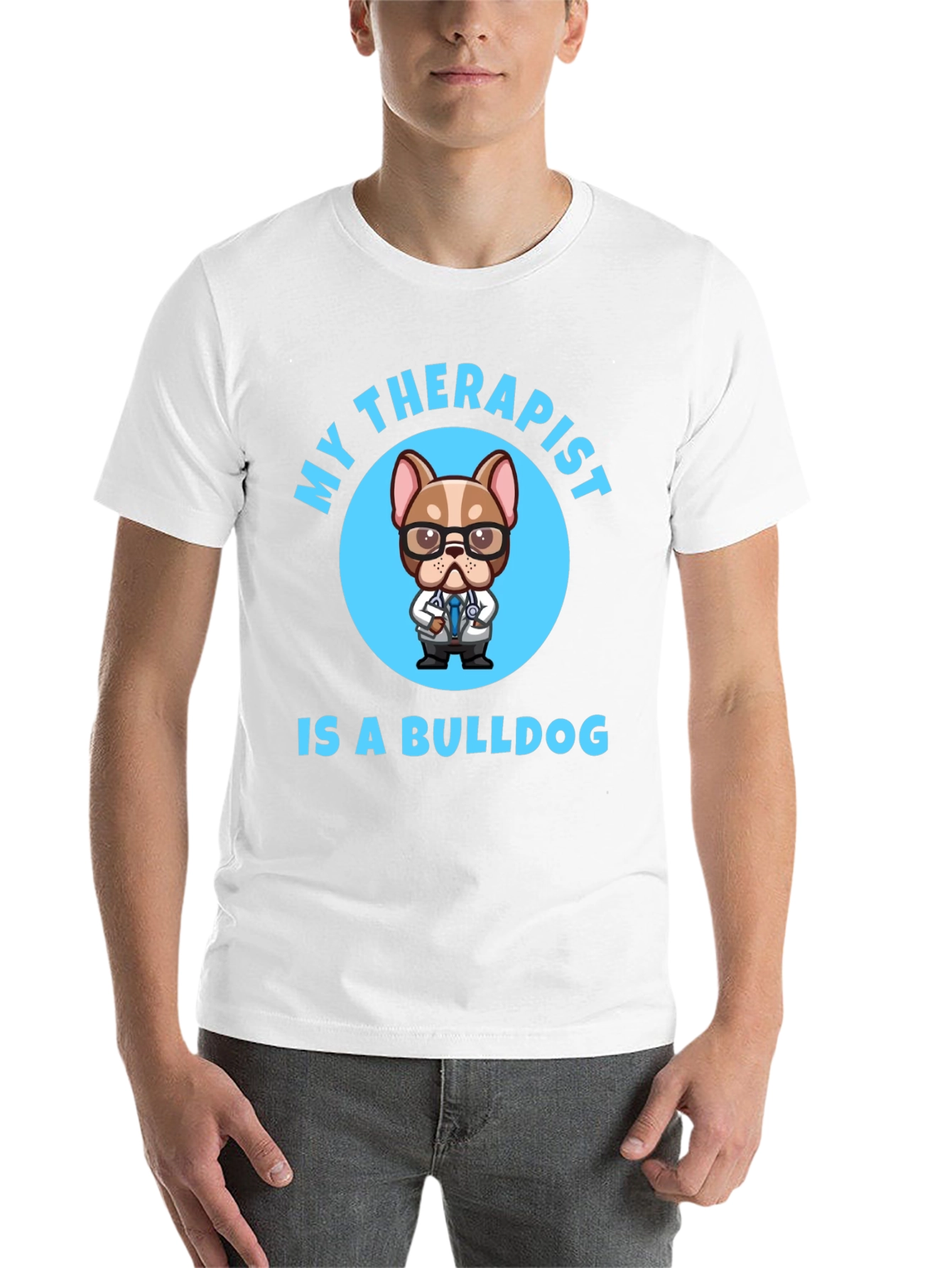 Black My Therapist is a Bulldog T-Shirt view 14